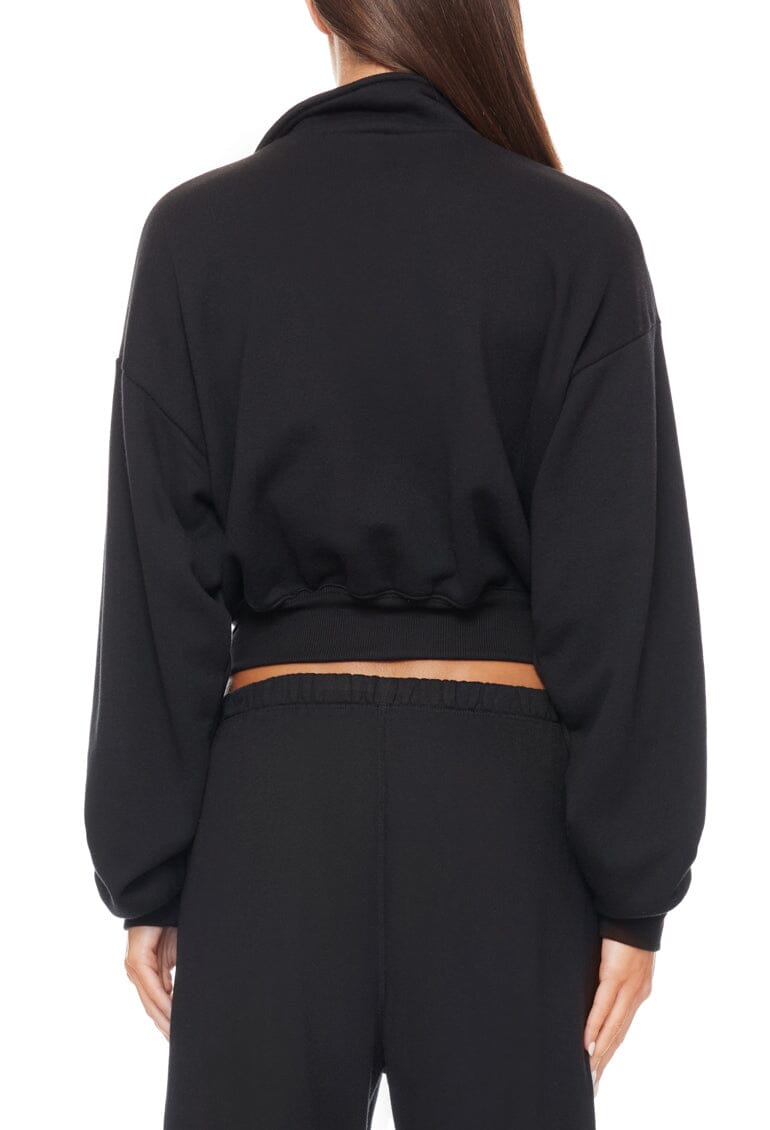 Cropped Half-Zip Sweatshirt Black TERRY ÉTERNE 