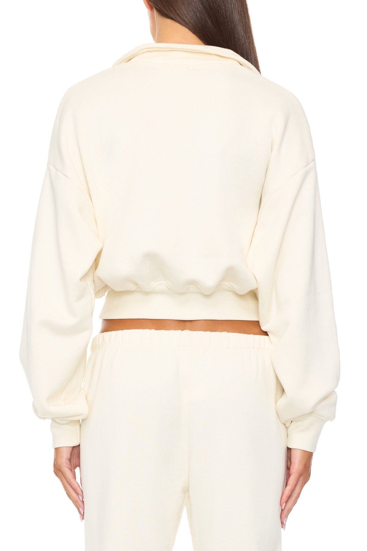 Cropped Half-Zip Sweatshirt Cream TERRY ÉTERNE 