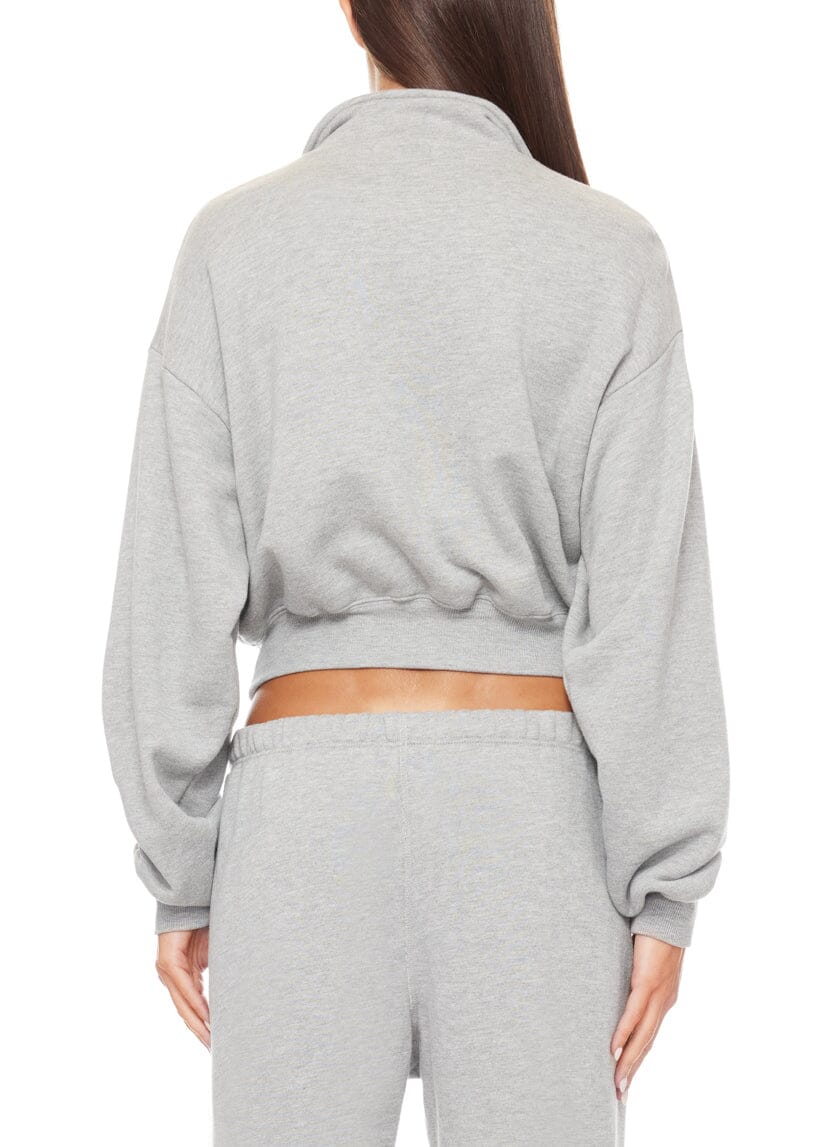 Cropped Half-Zip Sweatshirt Heather Grey TERRY ÉTERNE 