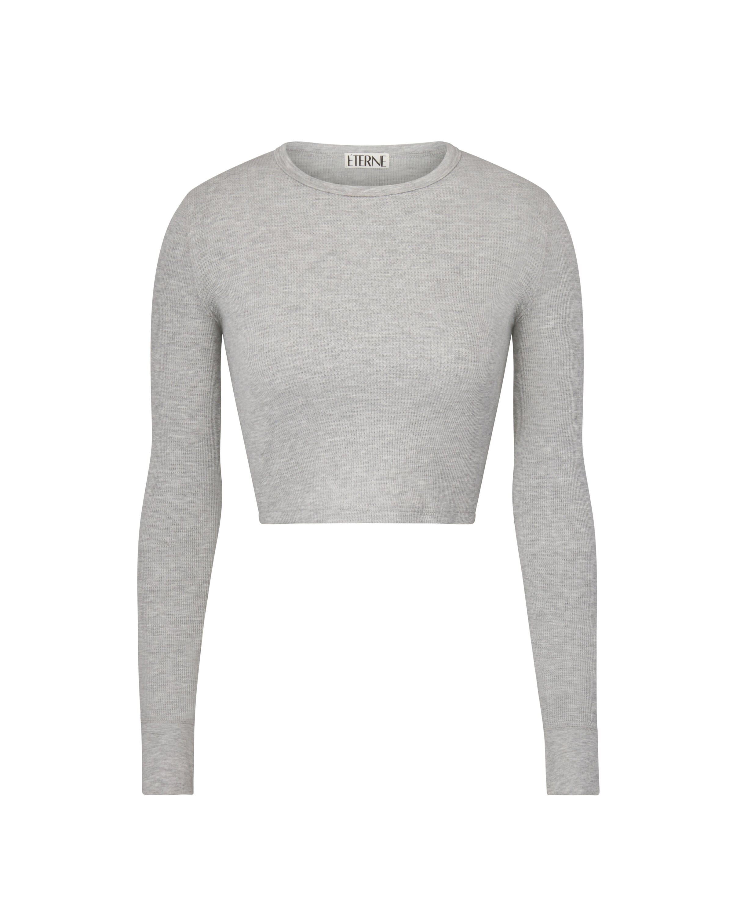 Cropped Long Sleeve Thermal Heather Grey