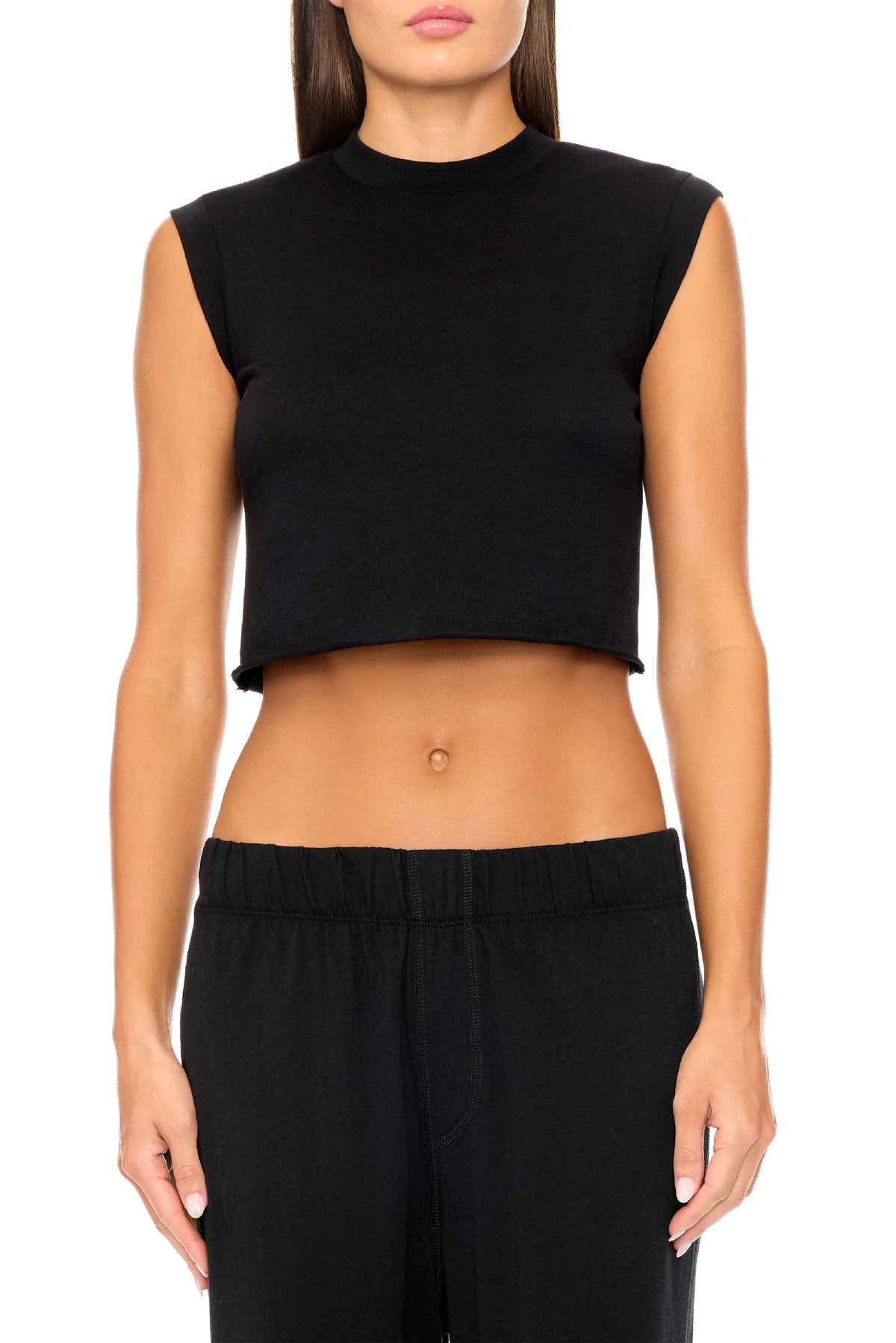 CROPPED MUSCLE TANK BLACK TANKS ÉTERNE 