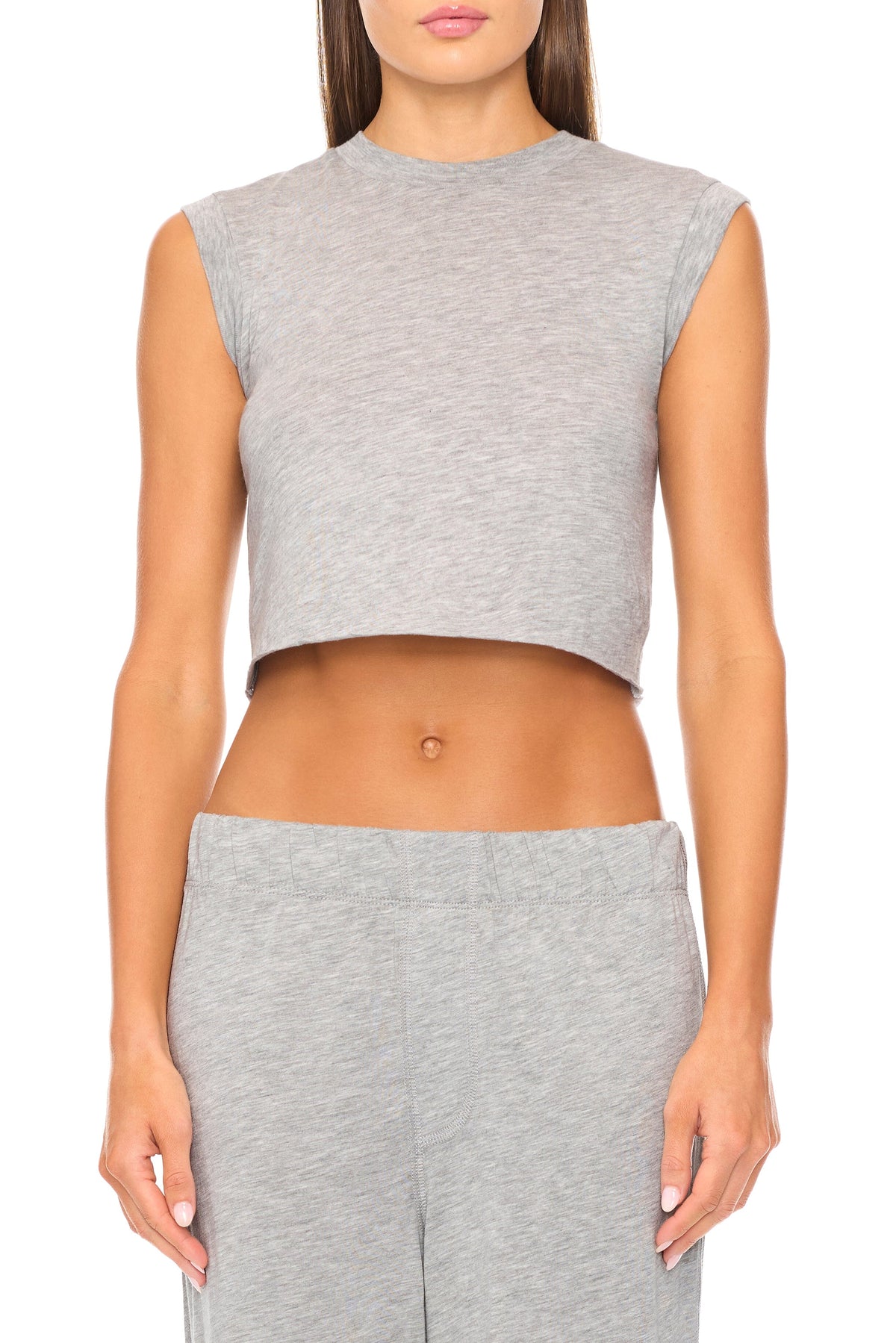 CROPPED MUSCLE TANK HEATHER GREY TANKS ÉTERNE 