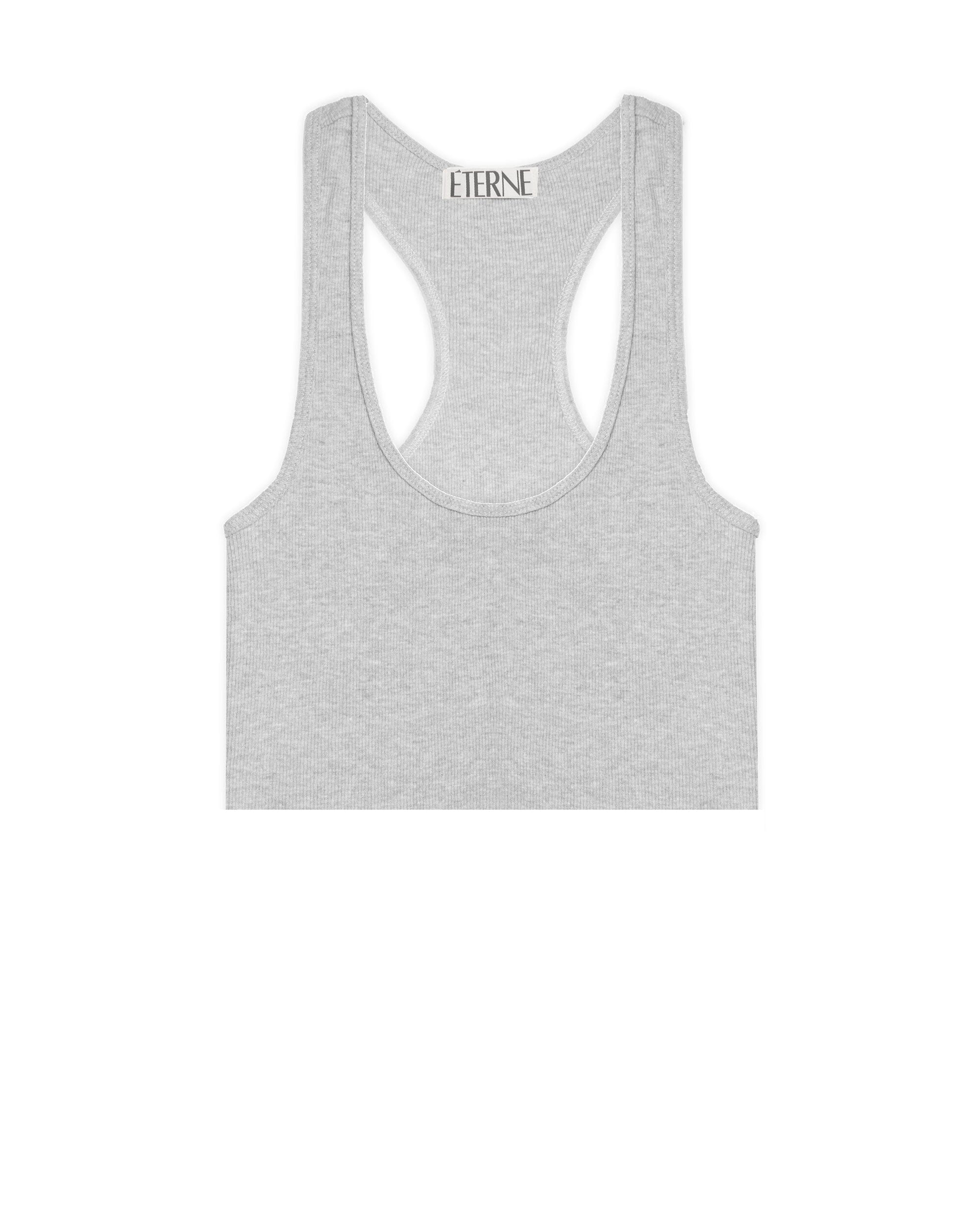 Cropped Rib Racerback Tank Heather Grey Tops ÉTERNE 