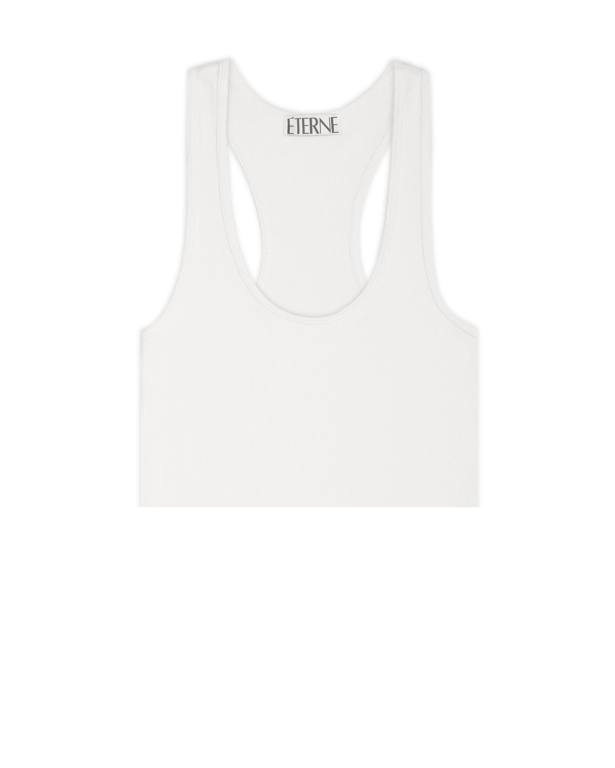 Cropped Rib Racerback Tank Ivory Tops ÉTERNE 