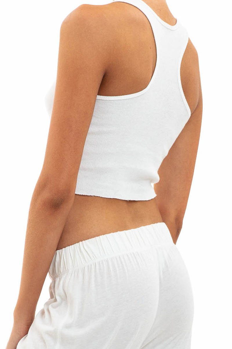 CROPPED RIBBED RACERBACK TANK IVORY Tank Eterne 