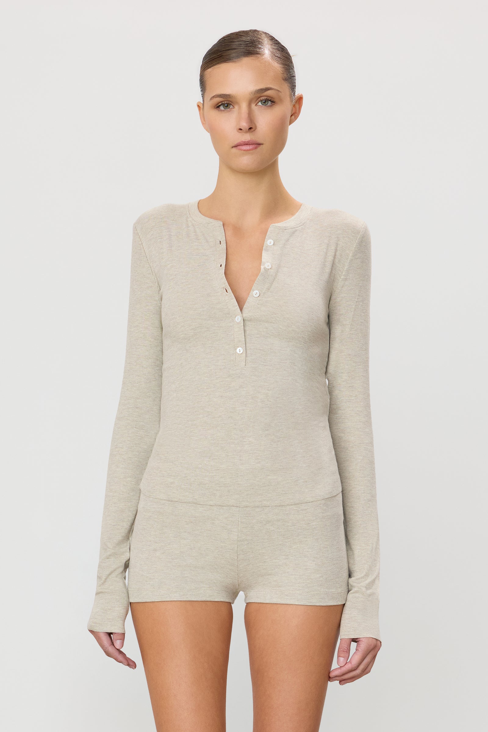 LONG SLEEVE HENLEY TOP