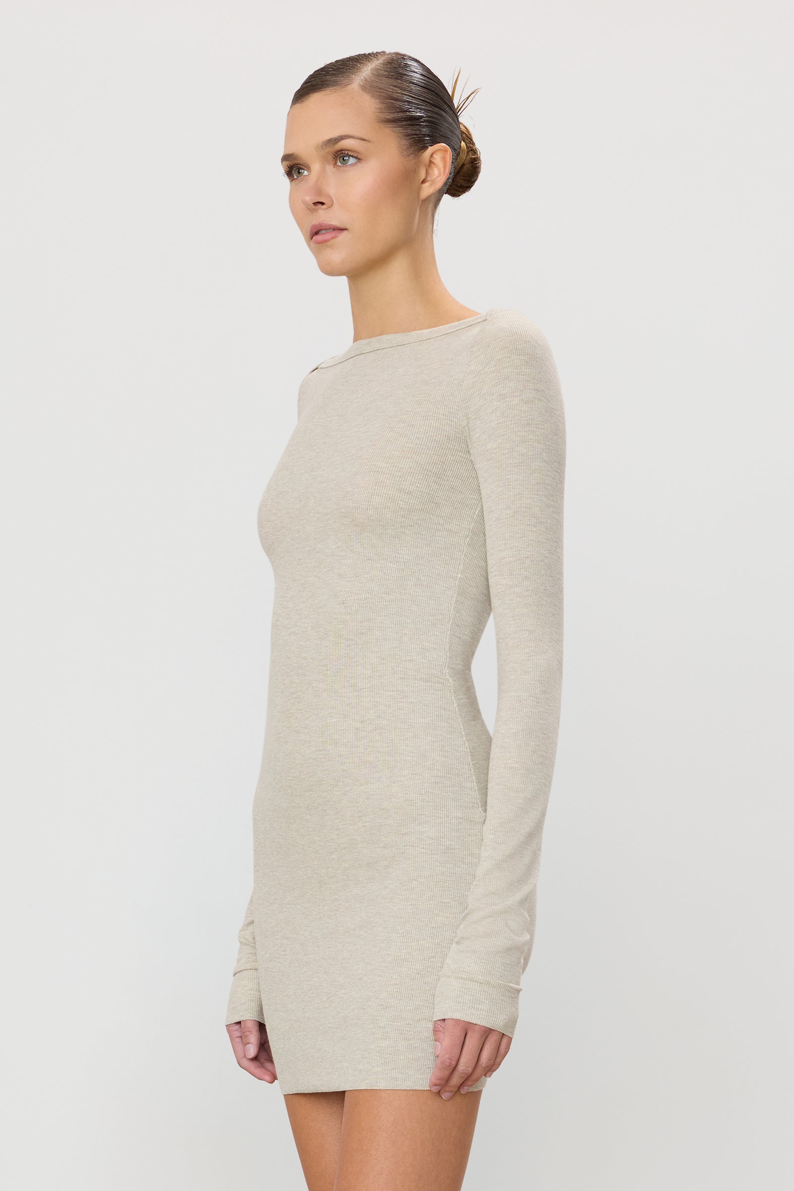 LONG SLEEVE BOATNECK MINI DRESS