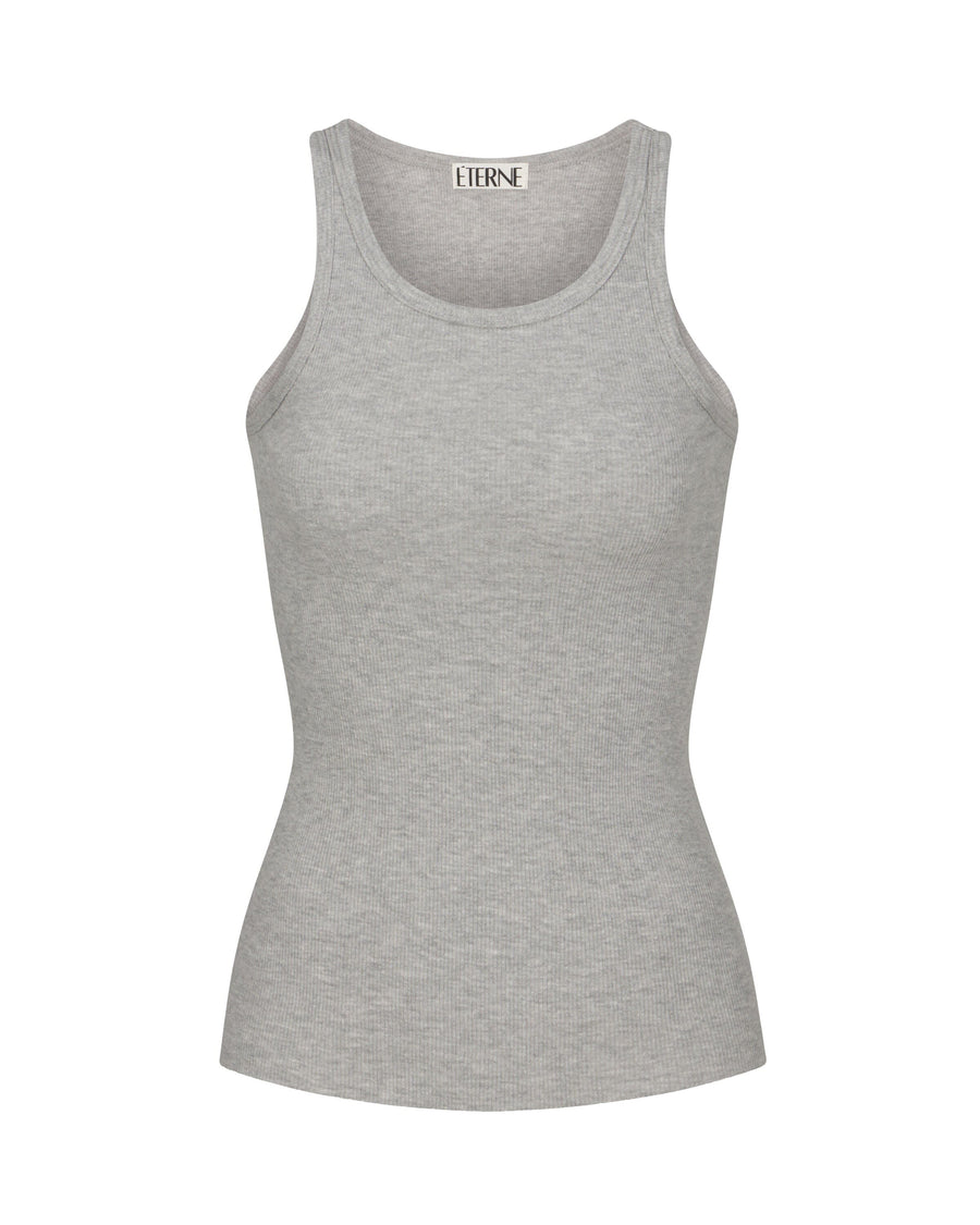 High Neck Fitted Tank Heather Grey TANKS ÉTERNE 