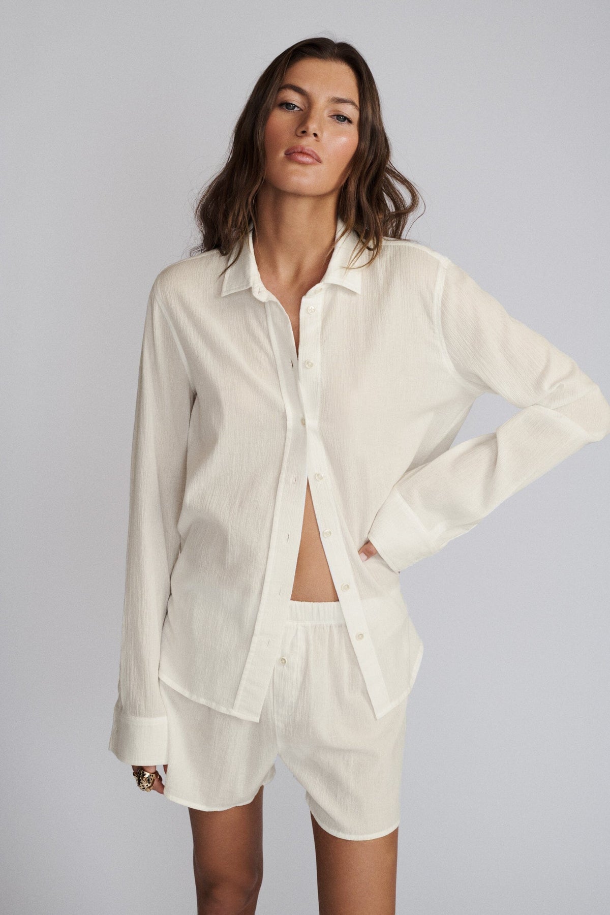 Jolene Button Down Top Ivory SWIM ÉTERNE 