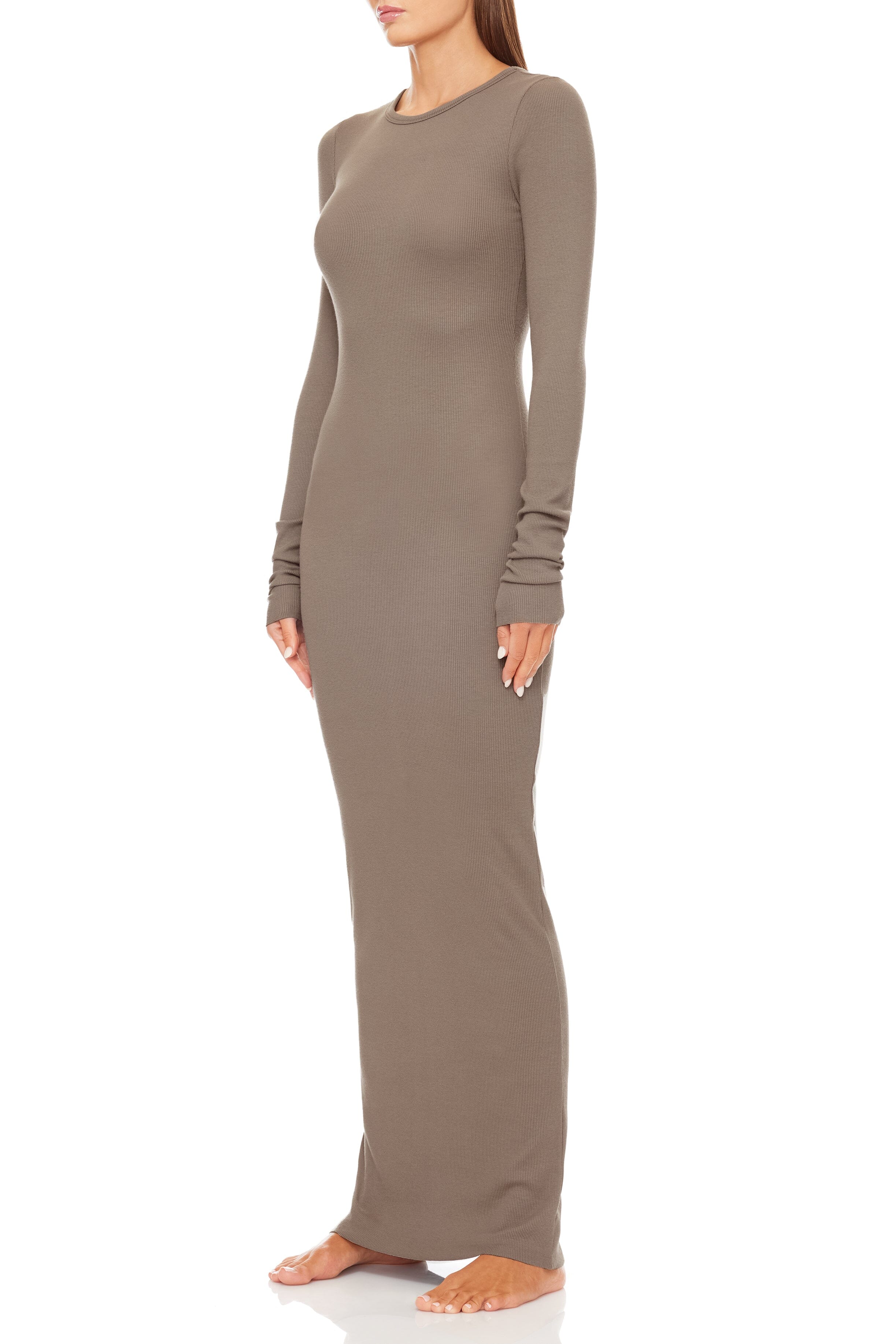 Long Sleeve Crewneck Maxi Dress Clay DRESSES ÉTERNE 