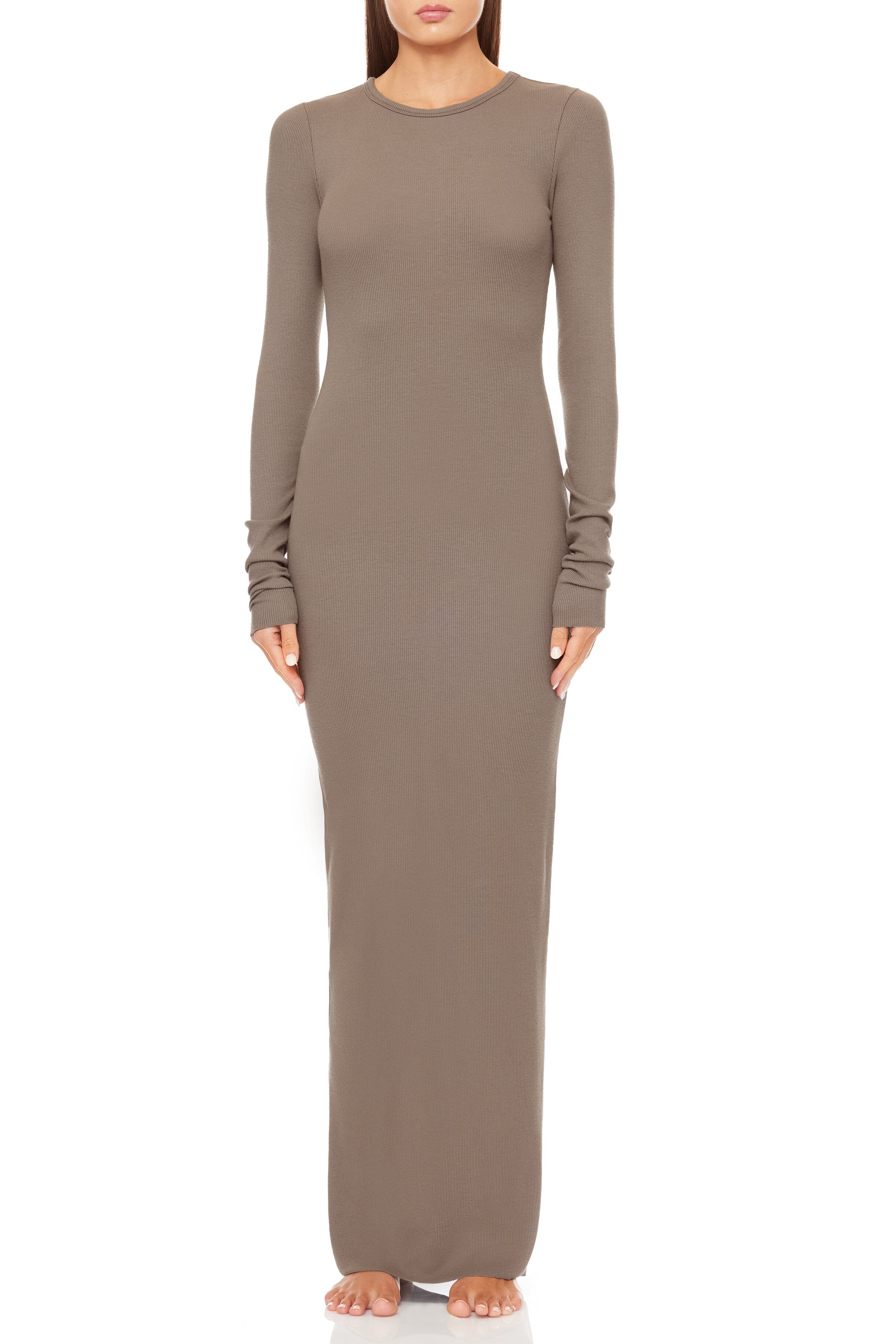 Long Sleeve Crewneck Maxi Dress Clay DRESSES ÉTERNE 