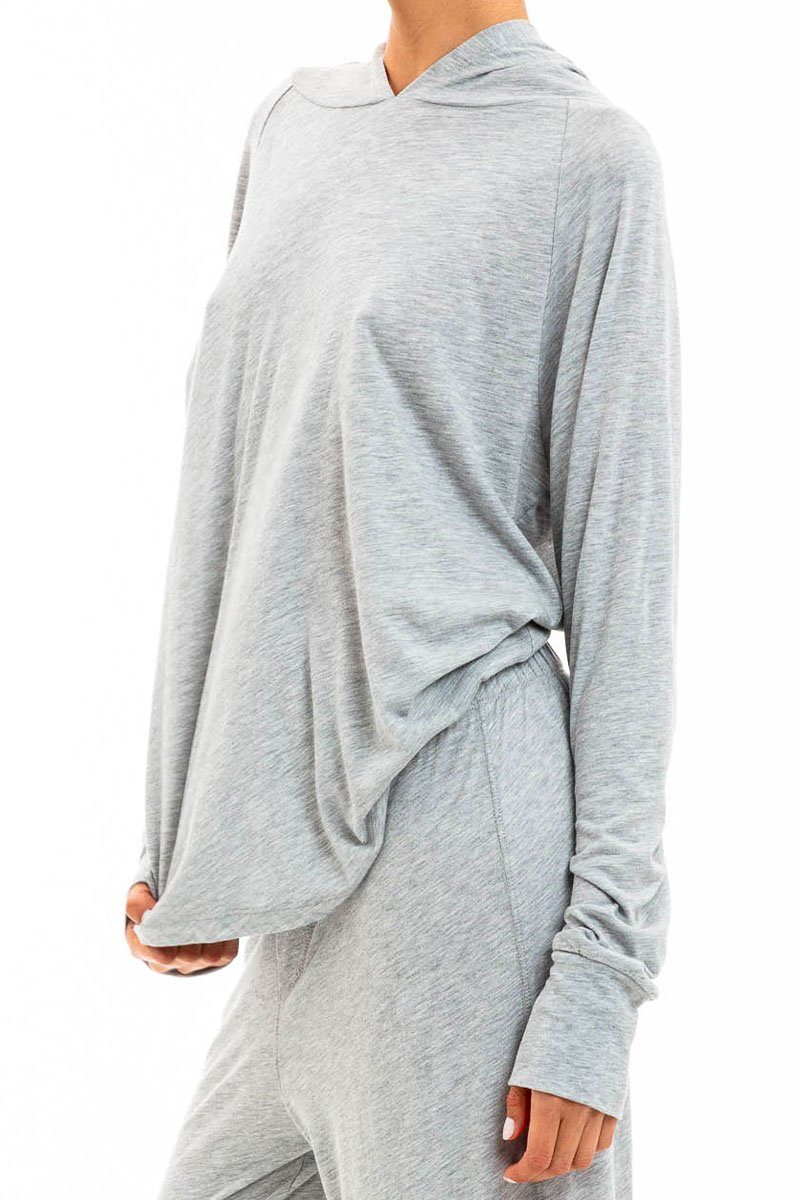 LONG SLEEVE HOODIE T-SHIRT HEATHER GREY Shirts Eterne 