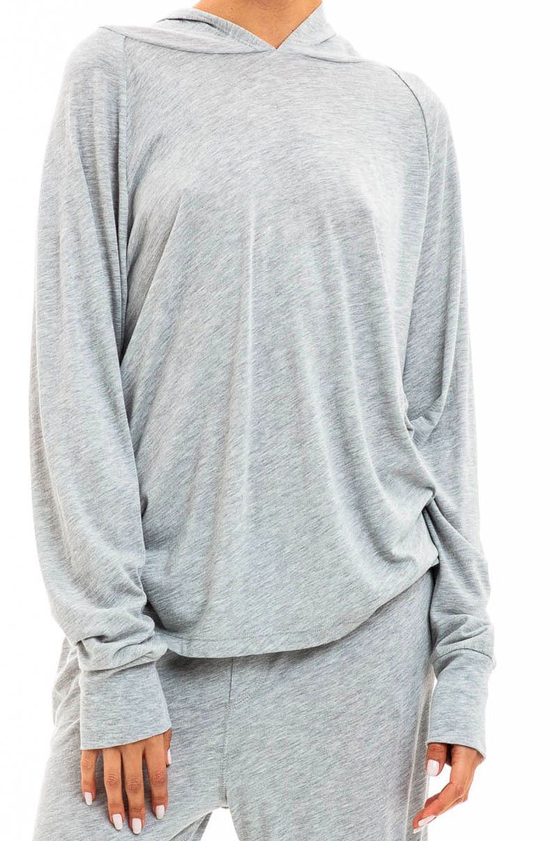 LONG SLEEVE HOODIE T-SHIRT HEATHER GREY Shirts Eterne 