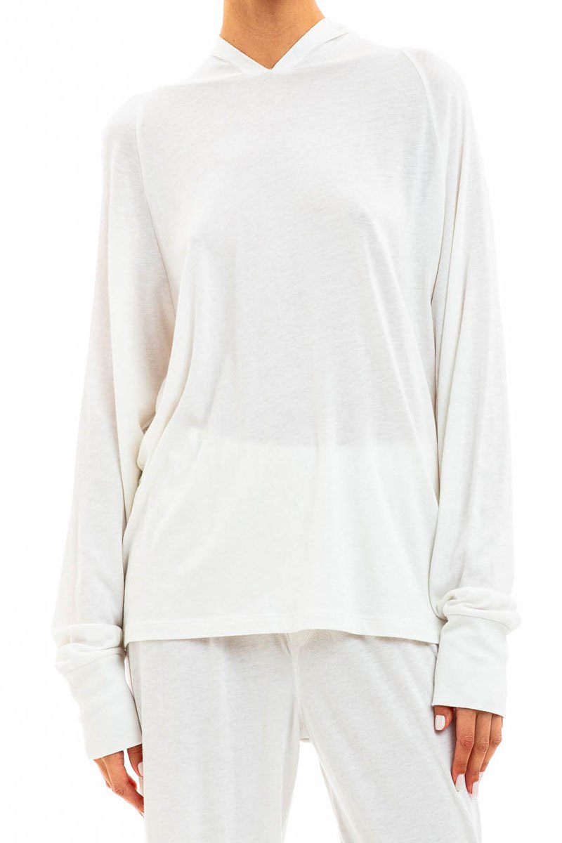 LONG SLEEVE HOODIE T-SHIRT IVORY Shirts Eterne 