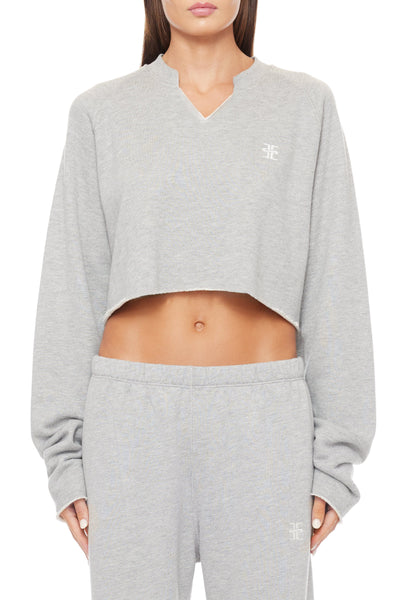 Long Sleeve Raglan Sweatshirt Heather Grey TERRY ÉTERNE 