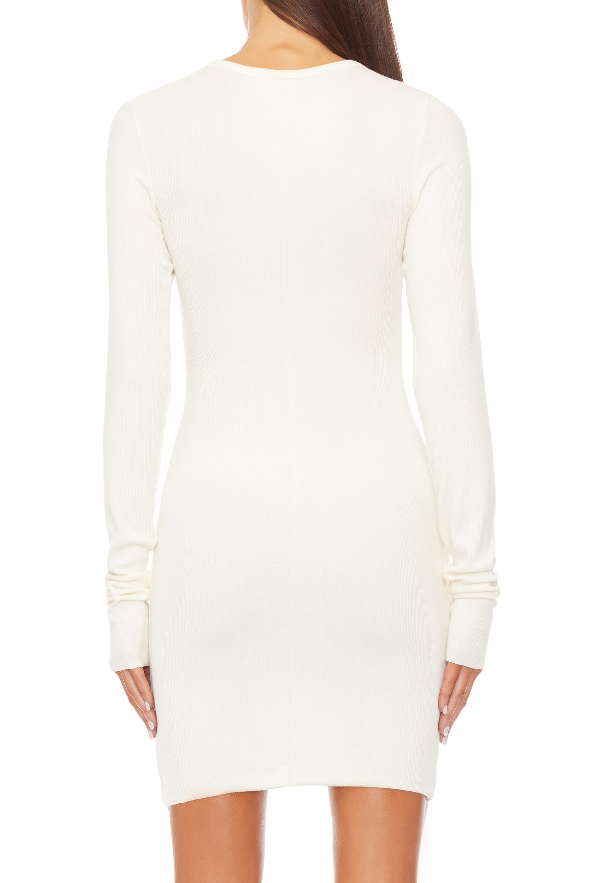 Long Sleeve Crewneck Mini Dress Cream