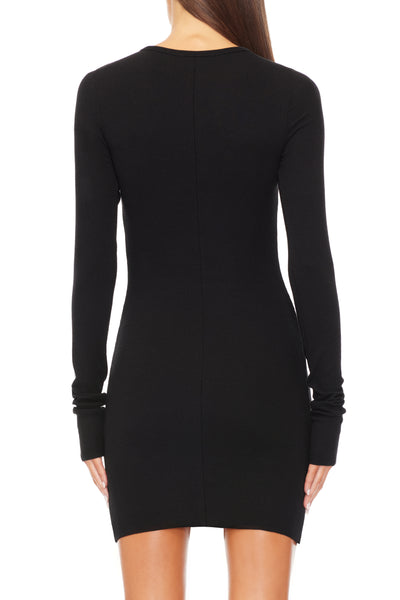 Long Sleeve Crewneck Mini Dress Black