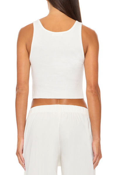 Cropped Scoop Neck Tank Ivory