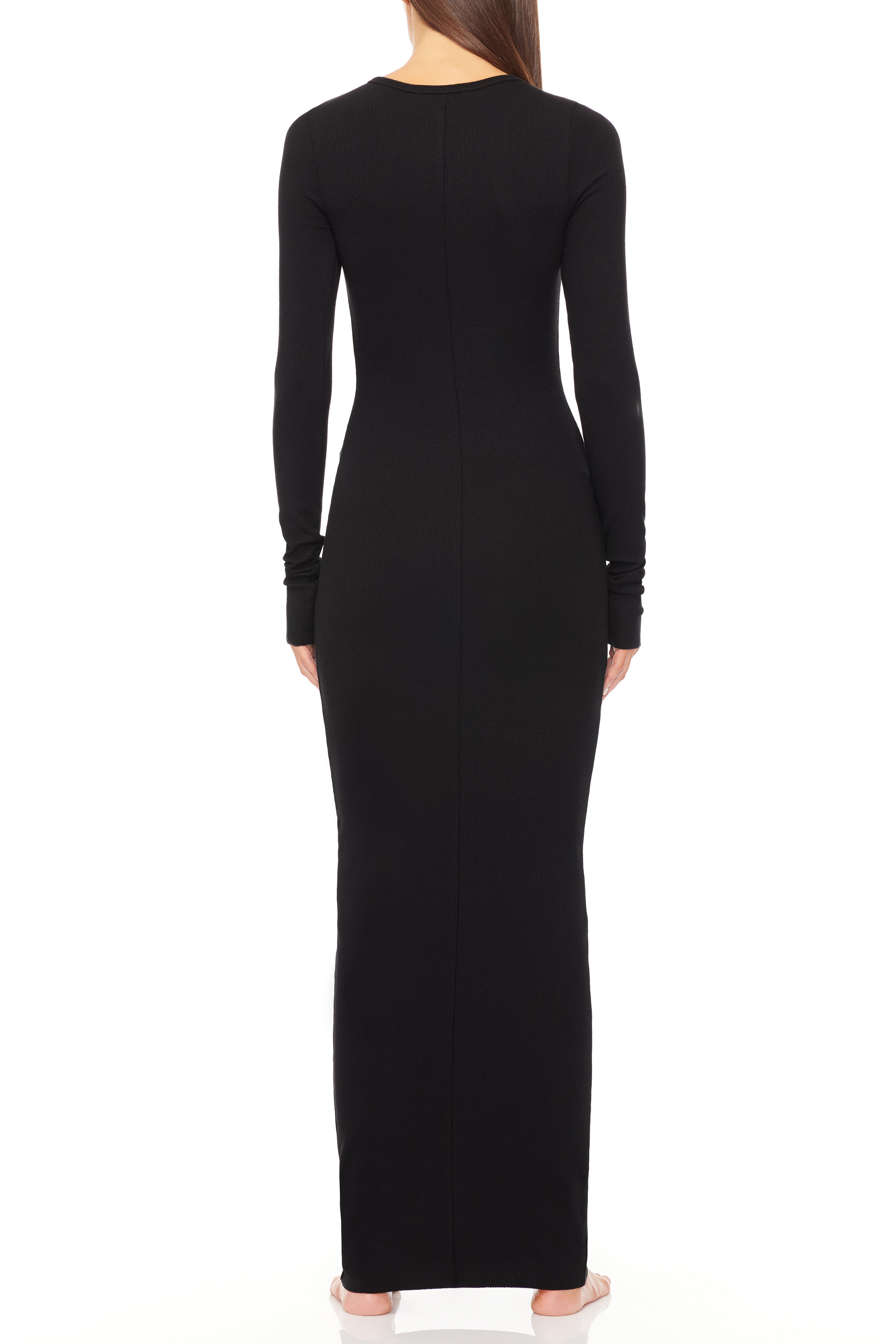 Long Sleeve Crewneck Maxi Dress Black