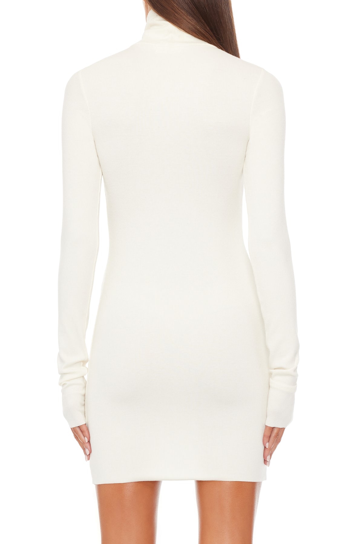 Long Sleeve Turtleneck Mini Dress Cream