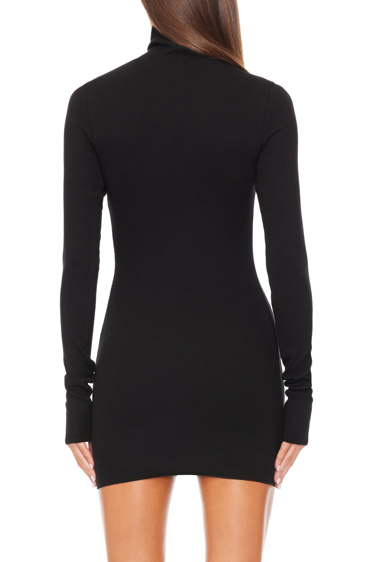 Long Sleeve Turtleneck Mini Dress Black