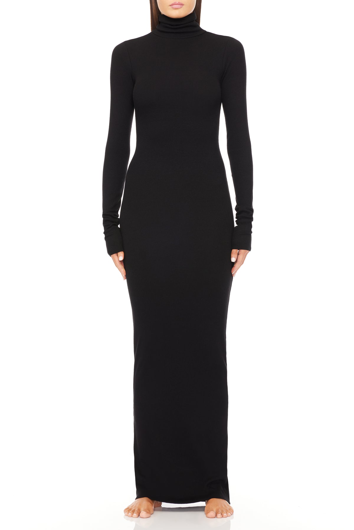 Long Sleeve Turtleneck Maxi Dress Black