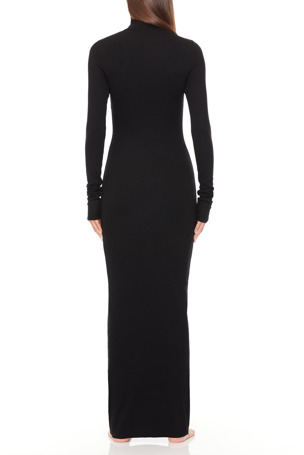 Knitted turtleneck sleeveless slim maxi dress