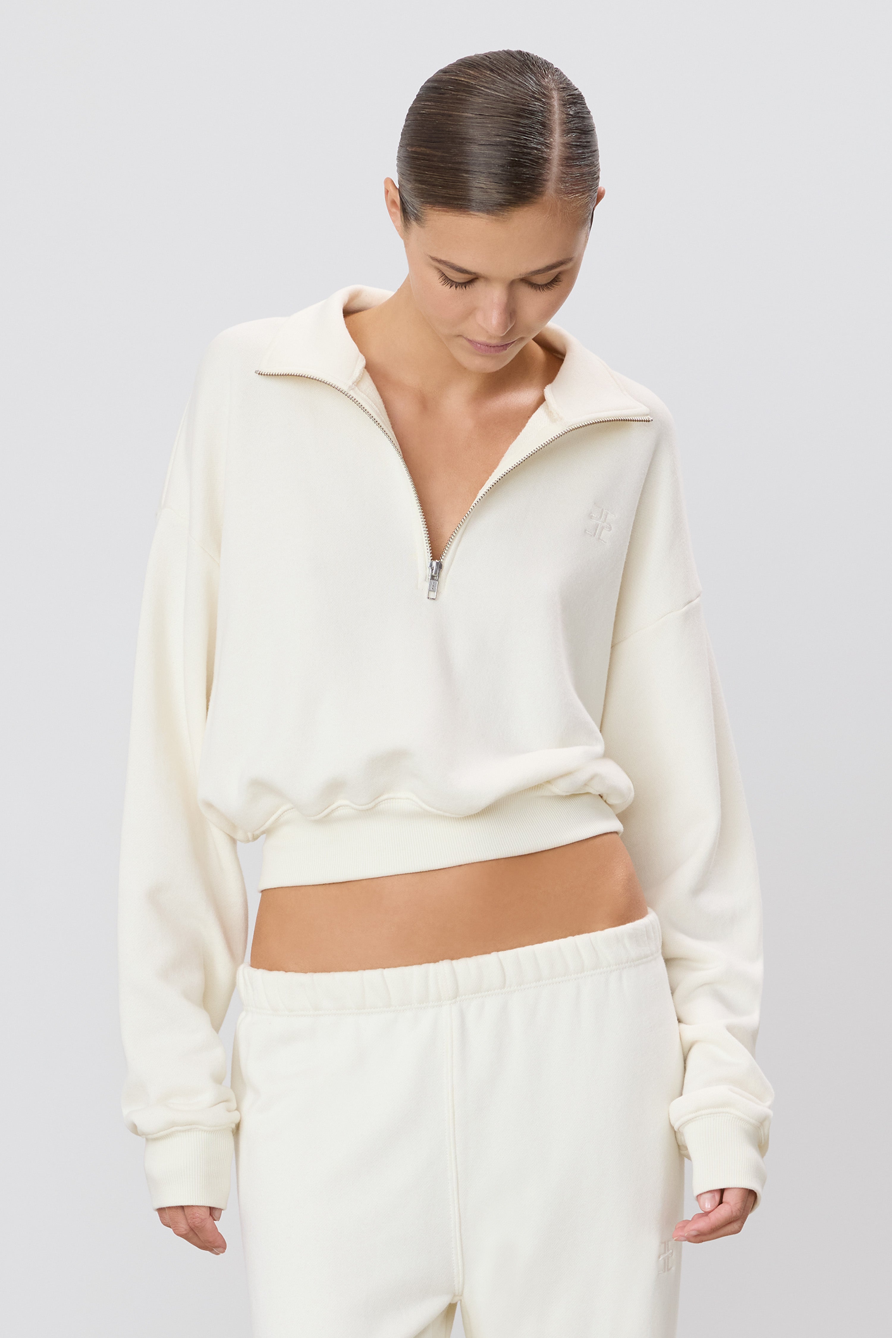 Cropped Half-Zip Sweatshirt