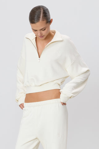 その他 ETERNE SS25 HALF ZIP FLEECE (CBFT31505 HGRY) ETERNE Crop Half-Zip Sweatshirt | TNT - The New Trend | Shop