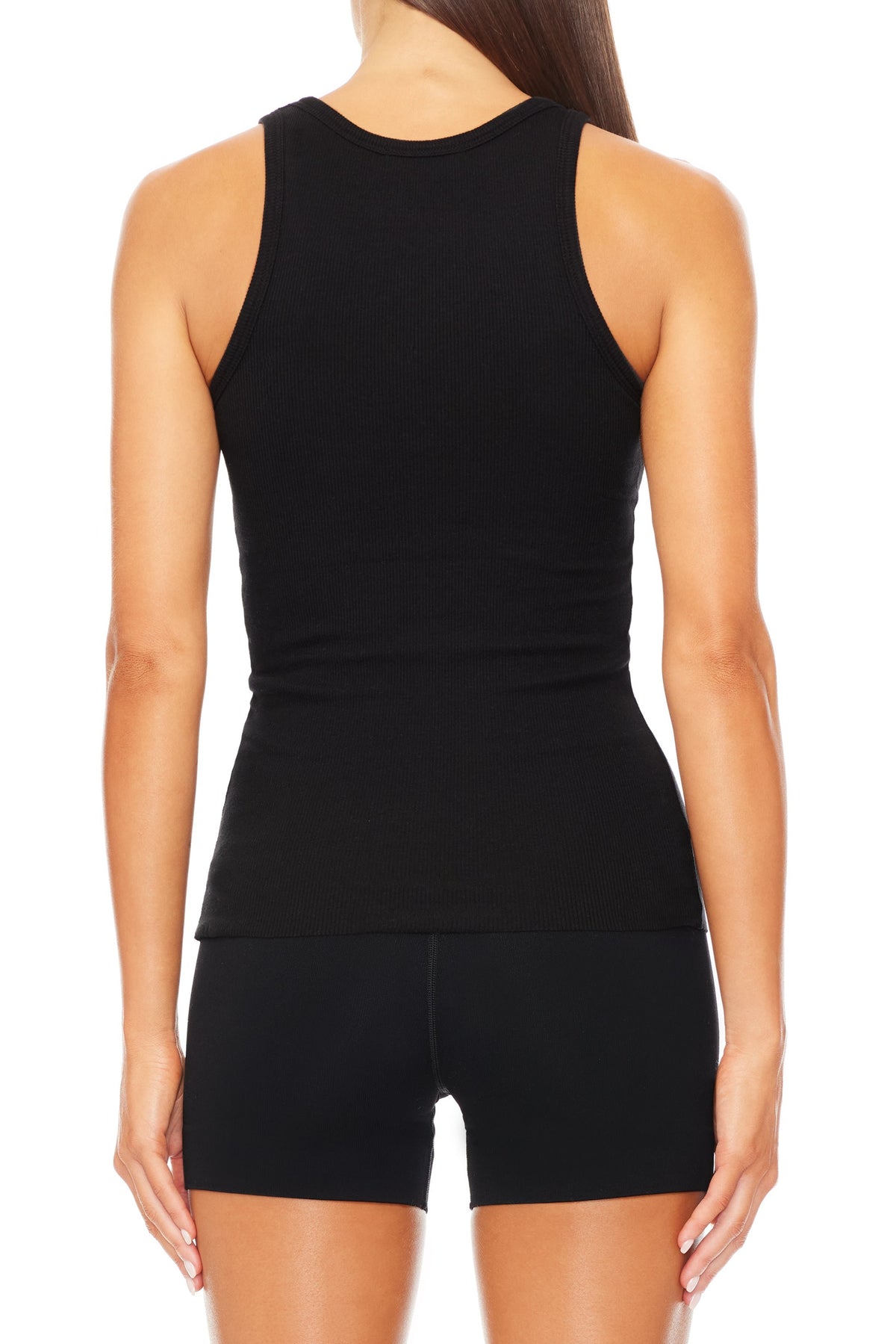 High Neck Fitted Tank Black