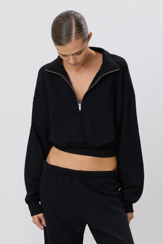 ジャケット [Rest & Recreation] RR HALF ZIP-UP CROP KNIT TOP - BLACK Rest & Recreation] RR HALF ZIP-UP CROP KNIT TOP - BLACK