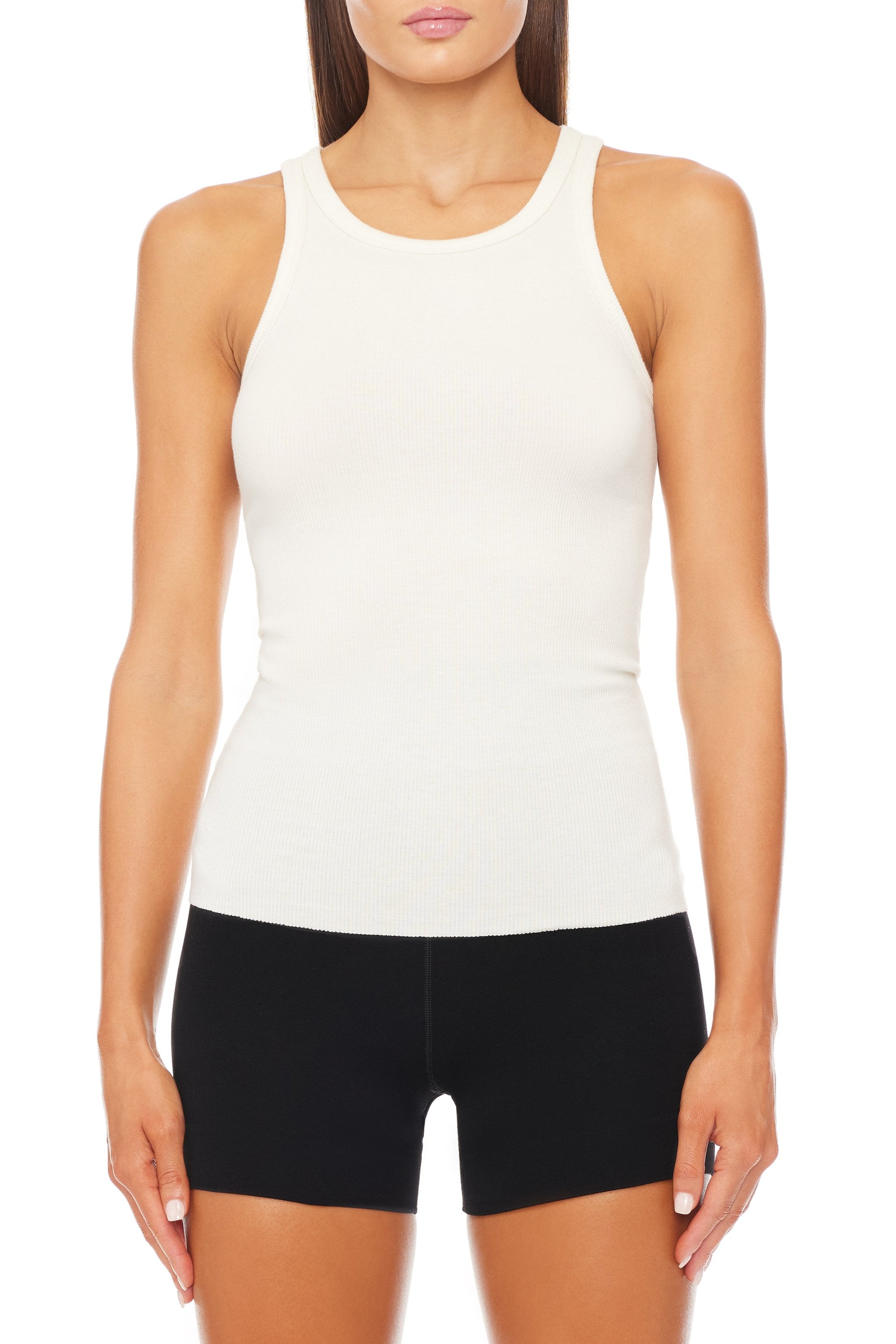 High Neck Fitted Tank Cream