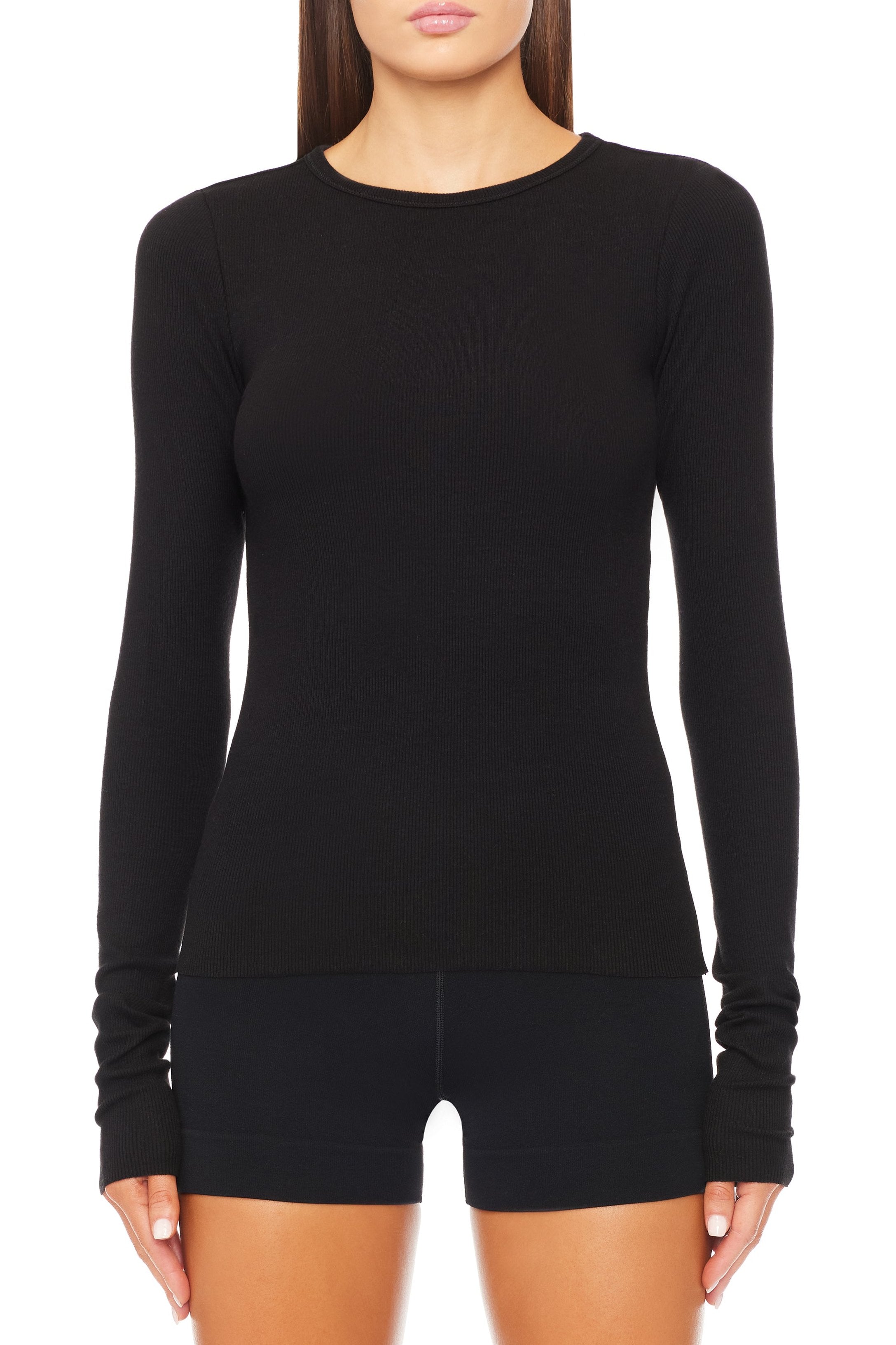 Long Sleeve Fitted Top Black