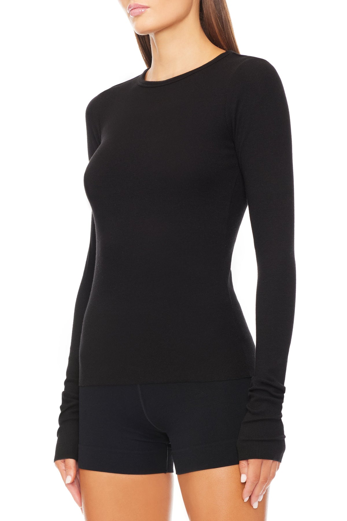 Long Sleeve Fitted Top Black