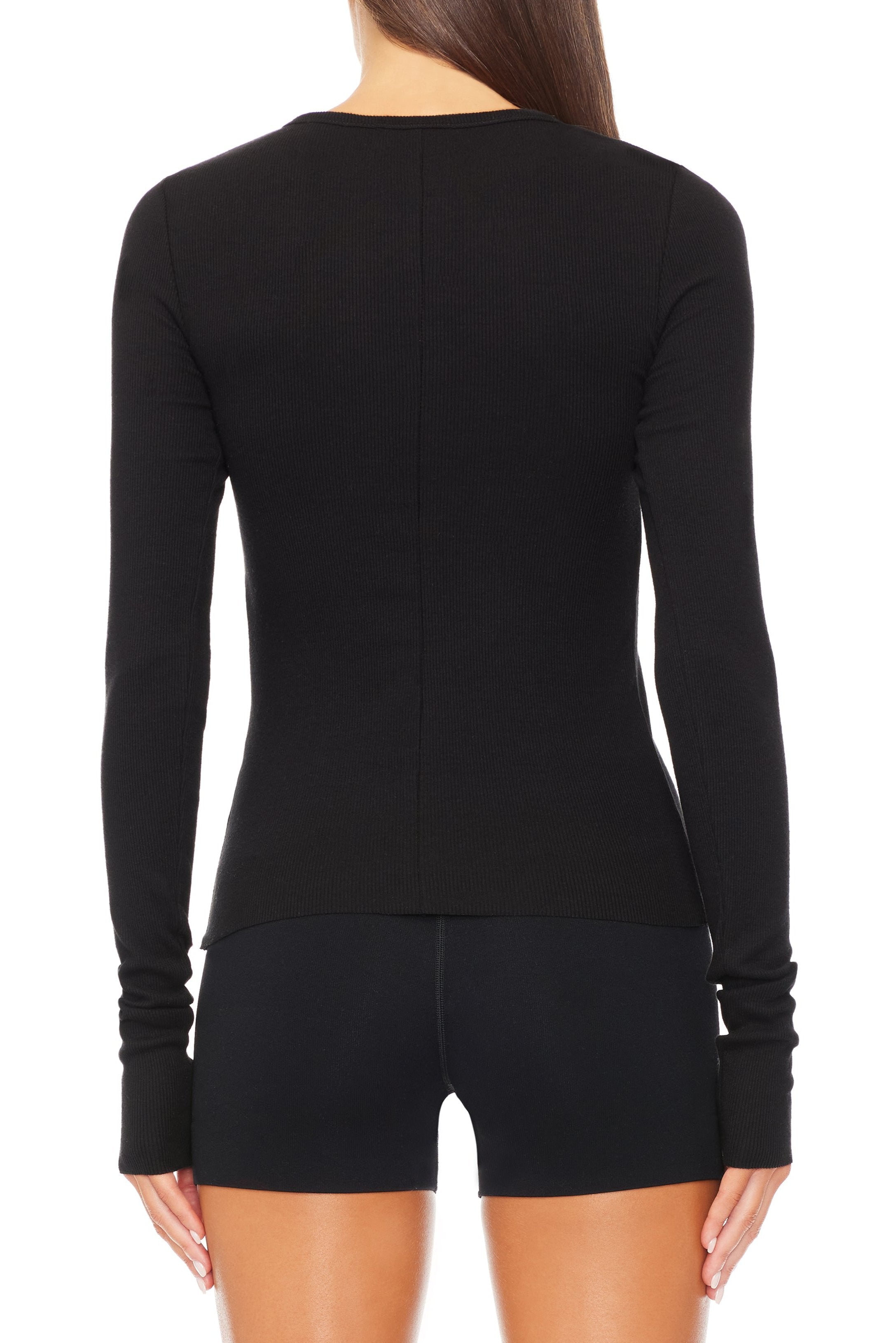 Long Sleeve Fitted Top Black