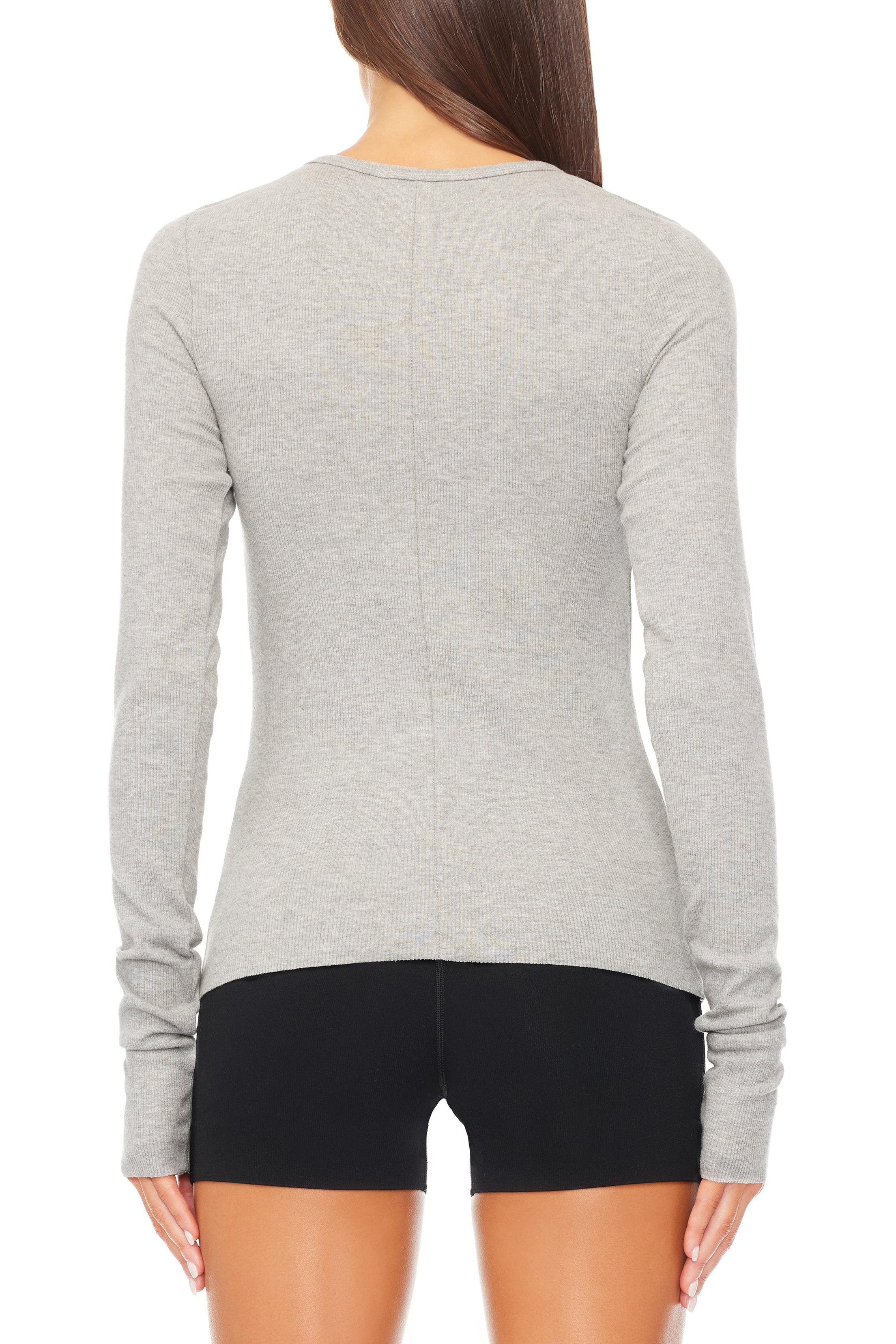 Long Sleeve Fitted Top Heather Grey