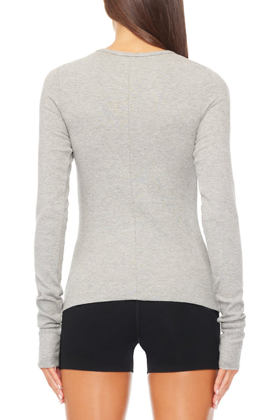 Long Sleeve Fitted Top Heather Grey