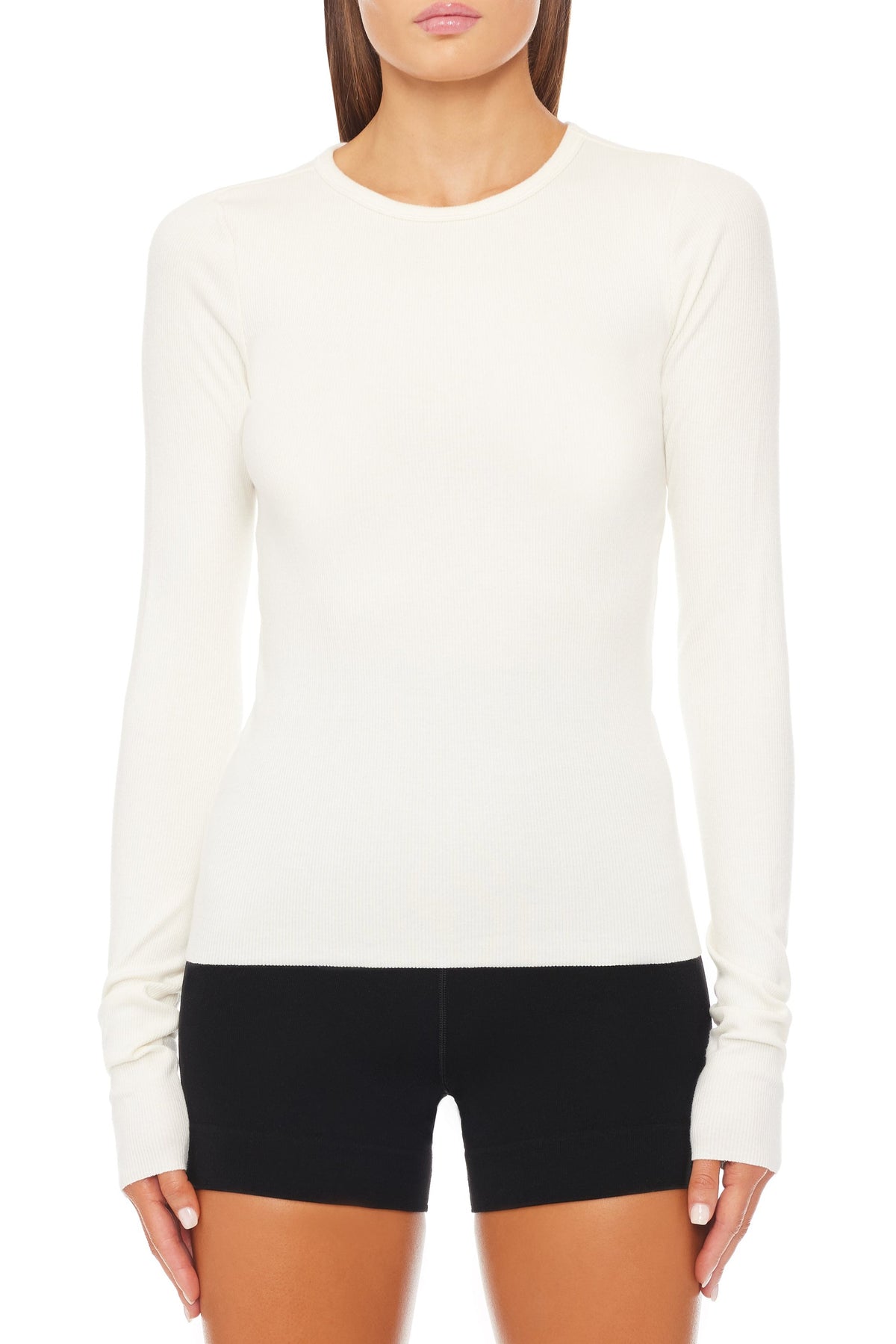 Long Sleeve Fitted Top Cream