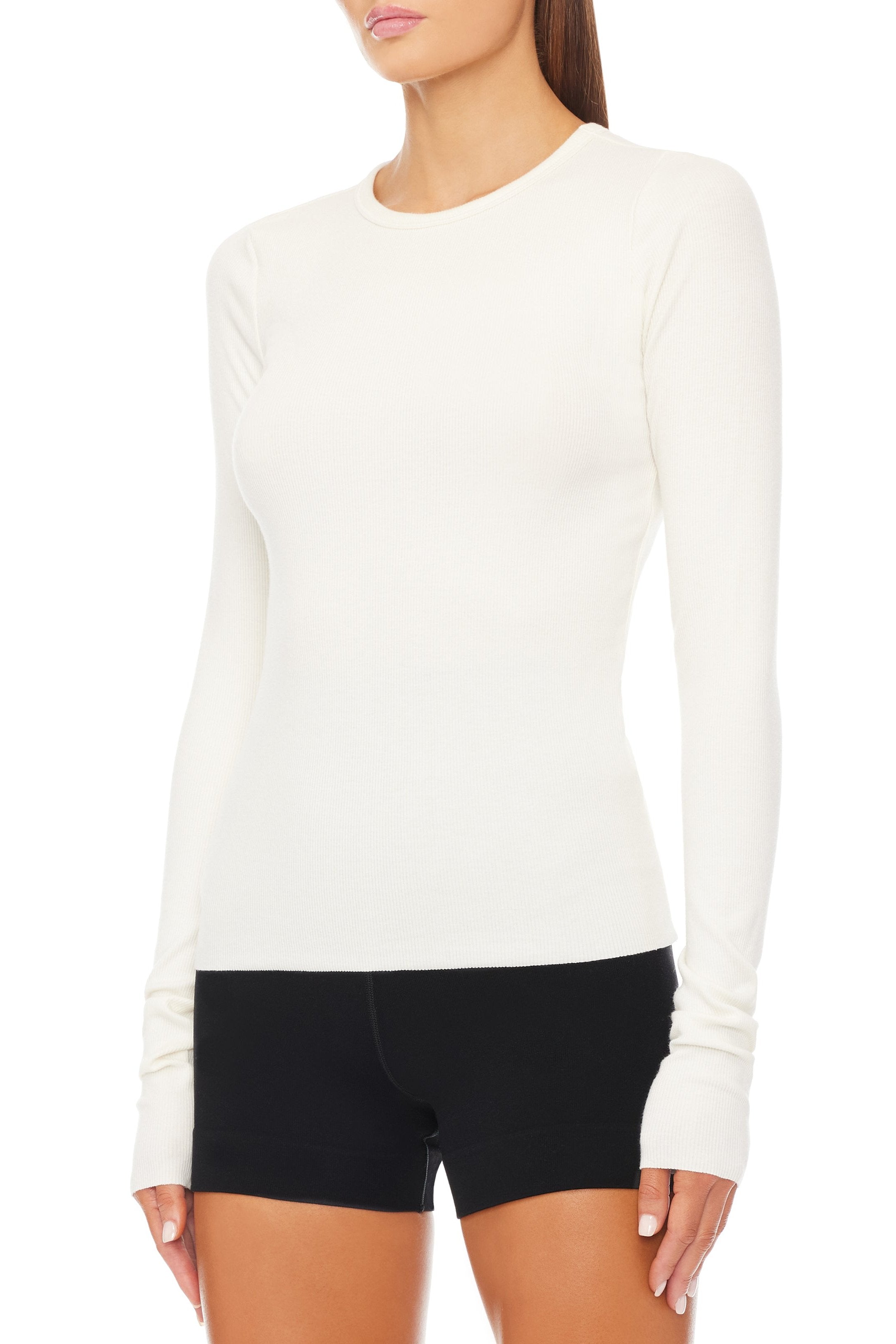 Long Sleeve Fitted Top Cream