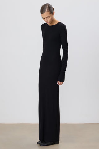 Eterne Long Sleeve Crewneck Maxi Dress