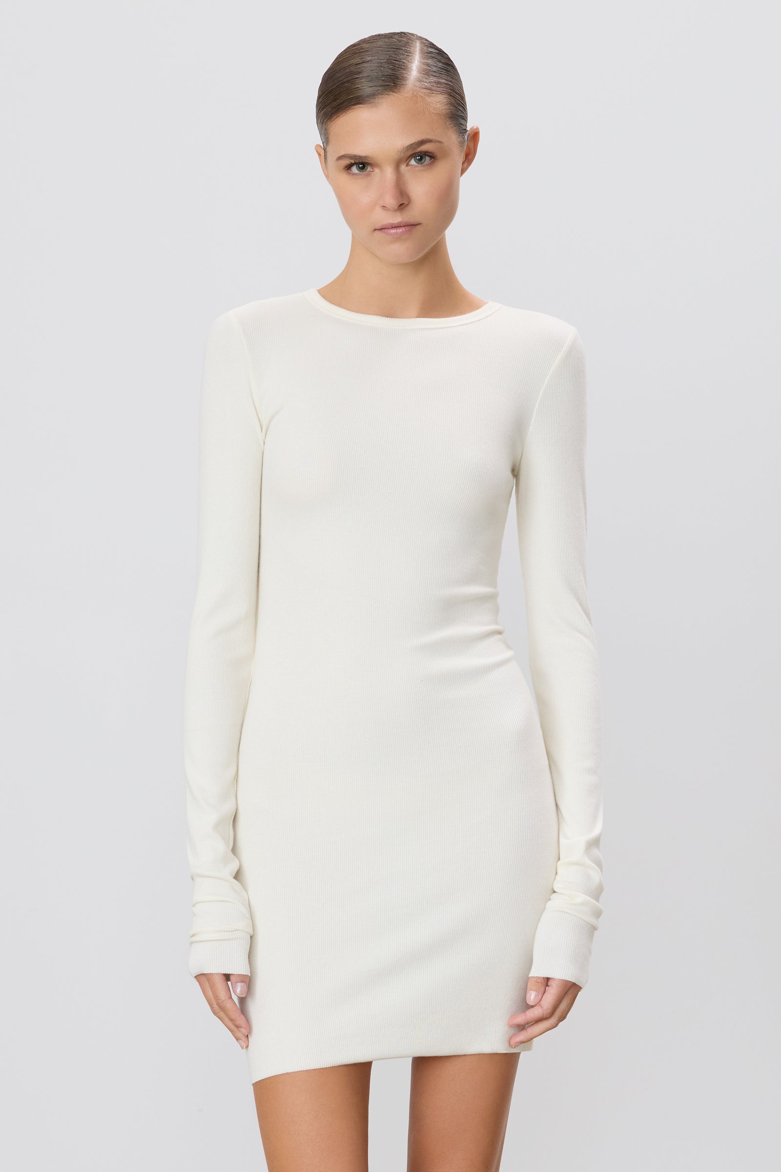 LONG SLEEVE CREWNECK MINI DRESS - ÉTERNE