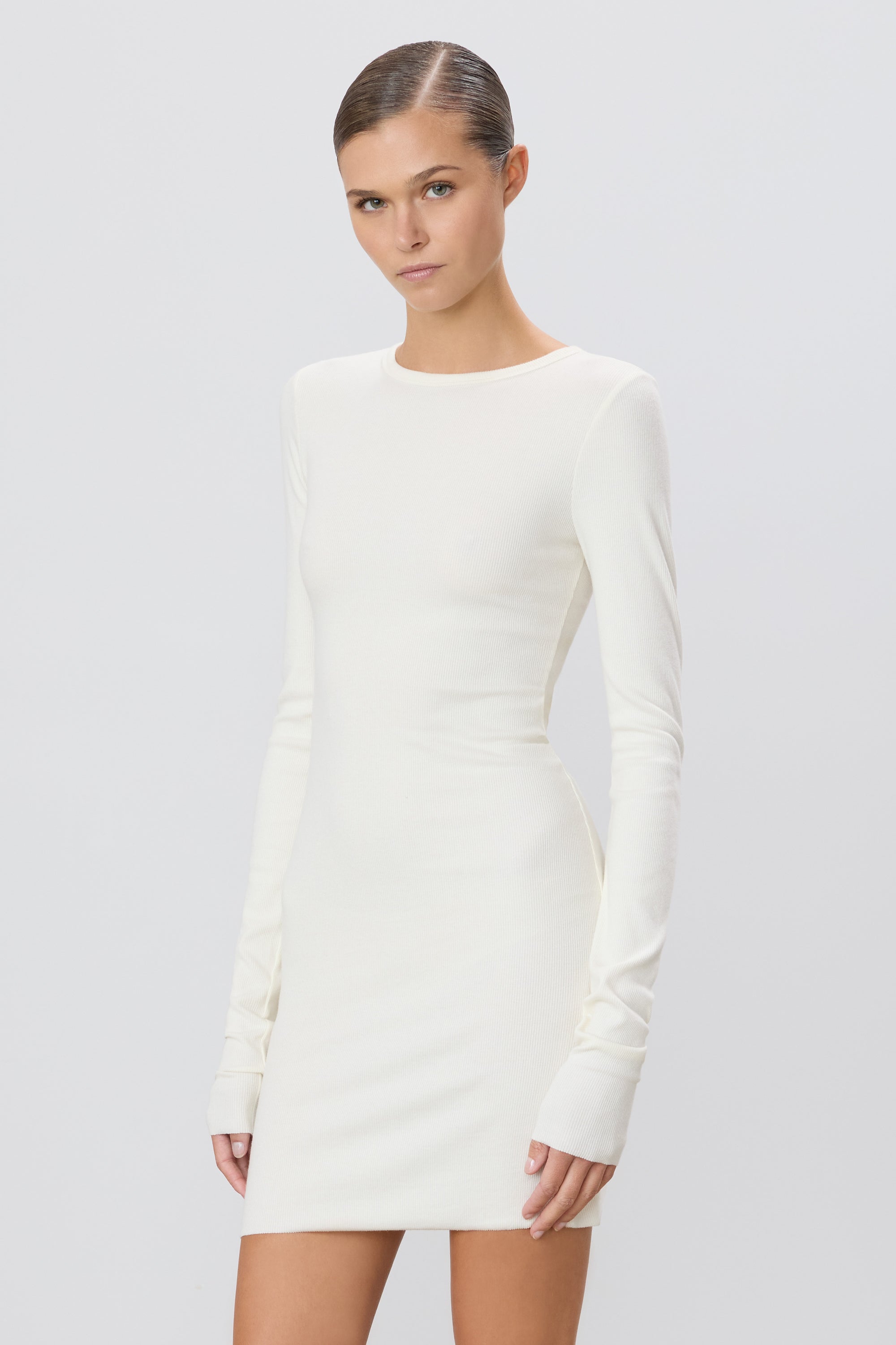 LONG SLEEVE CREWNECK MINI DRESS - ÉTERNE