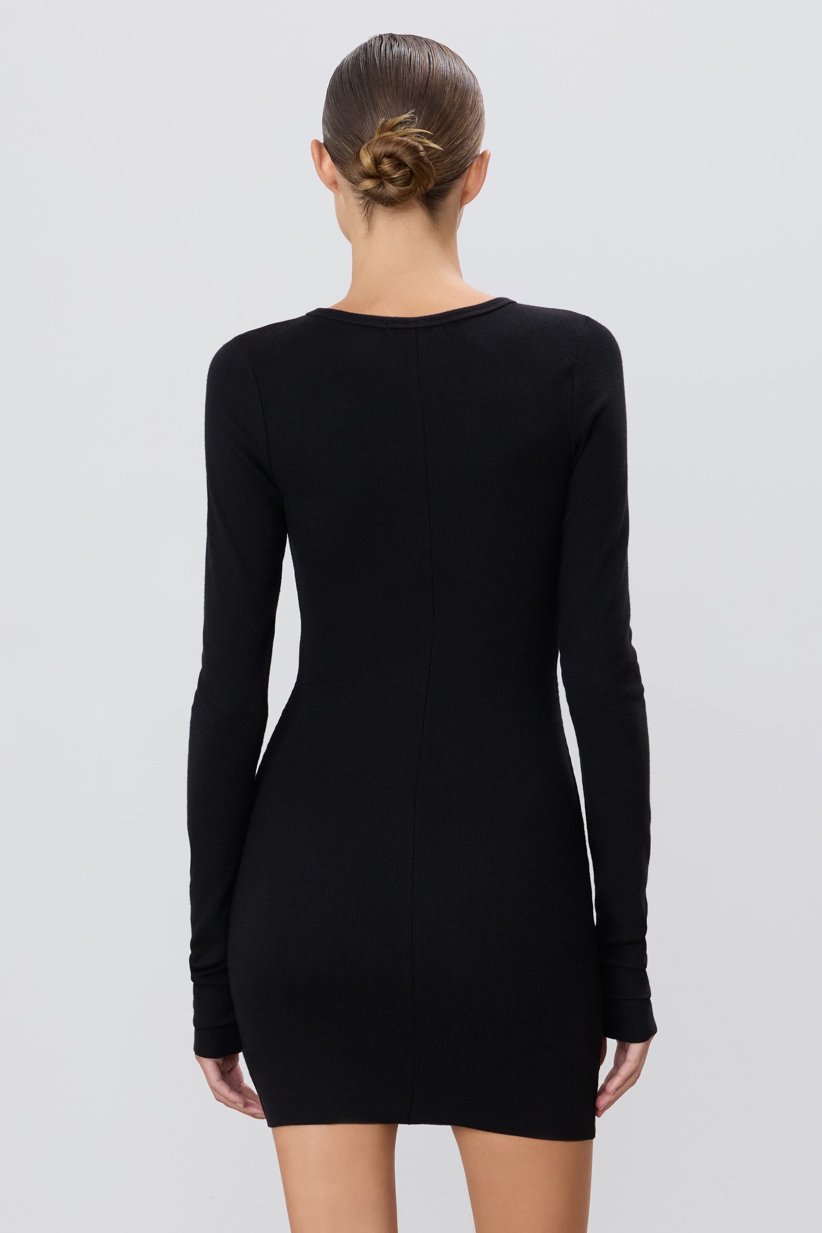 Eterne Long Sleeve Crewneck Mini Dress - Black Eterne Long Sleeve Crewneck Mini Dress - Black