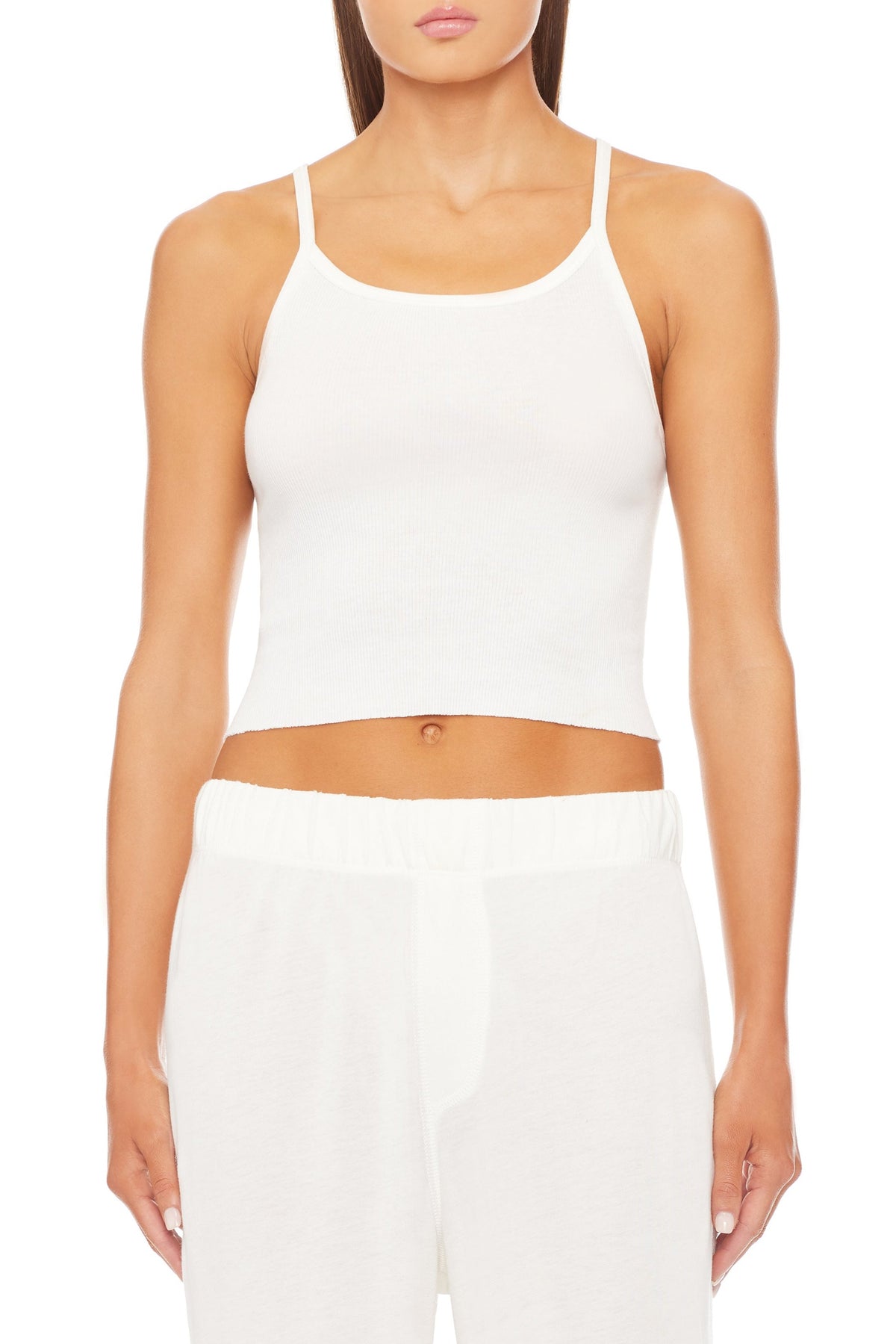 Cropped Rib Tank Ivory