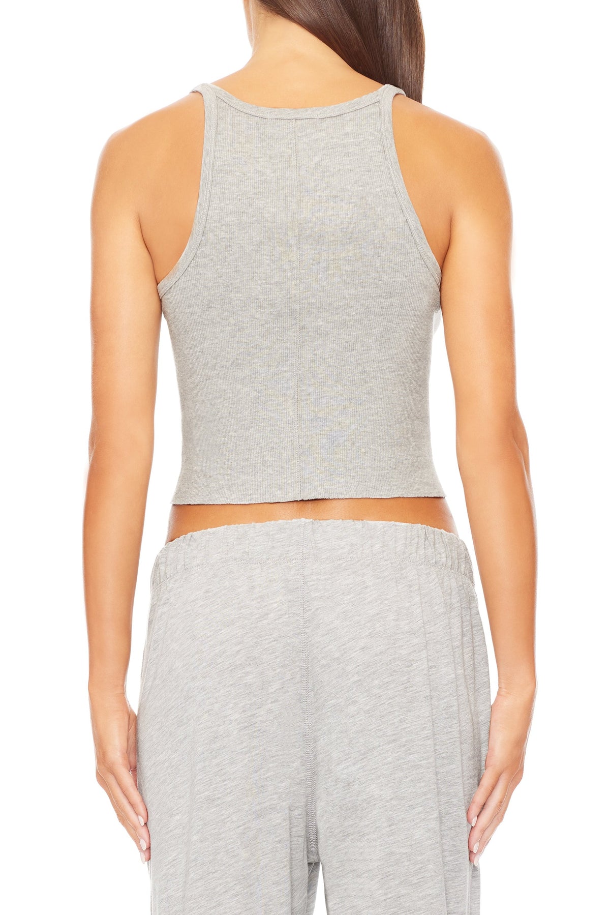 Cropped Rib Tank Heather Grey