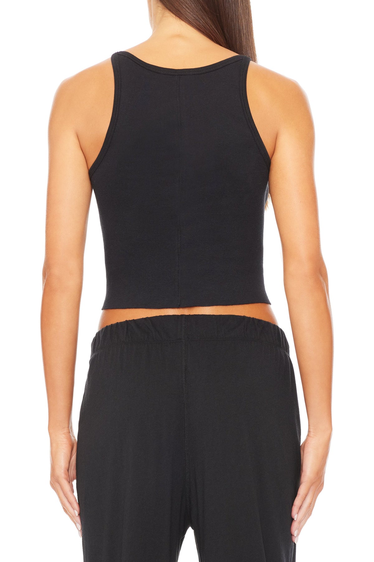 Cropped Rib Tank Black