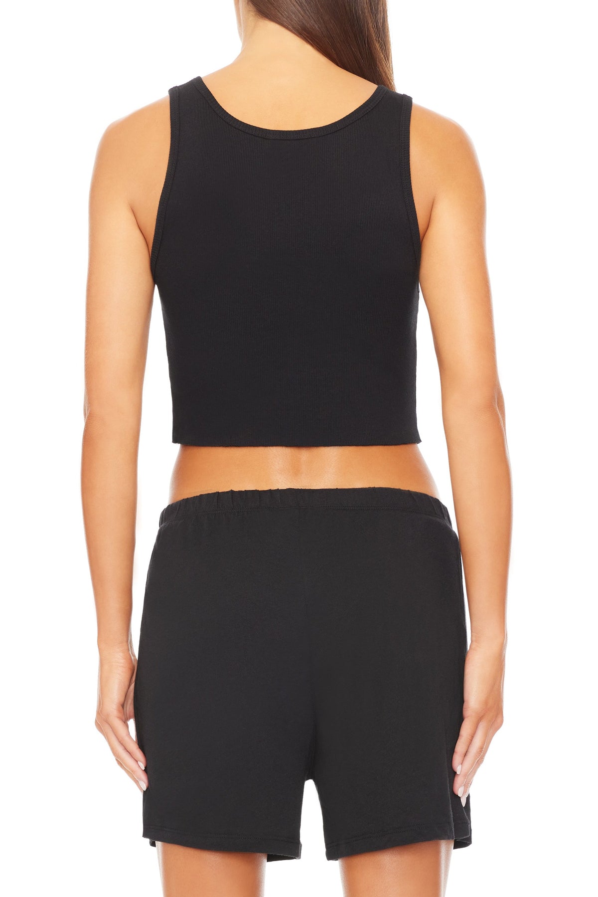 Cropped Scoop Neck Tank Black