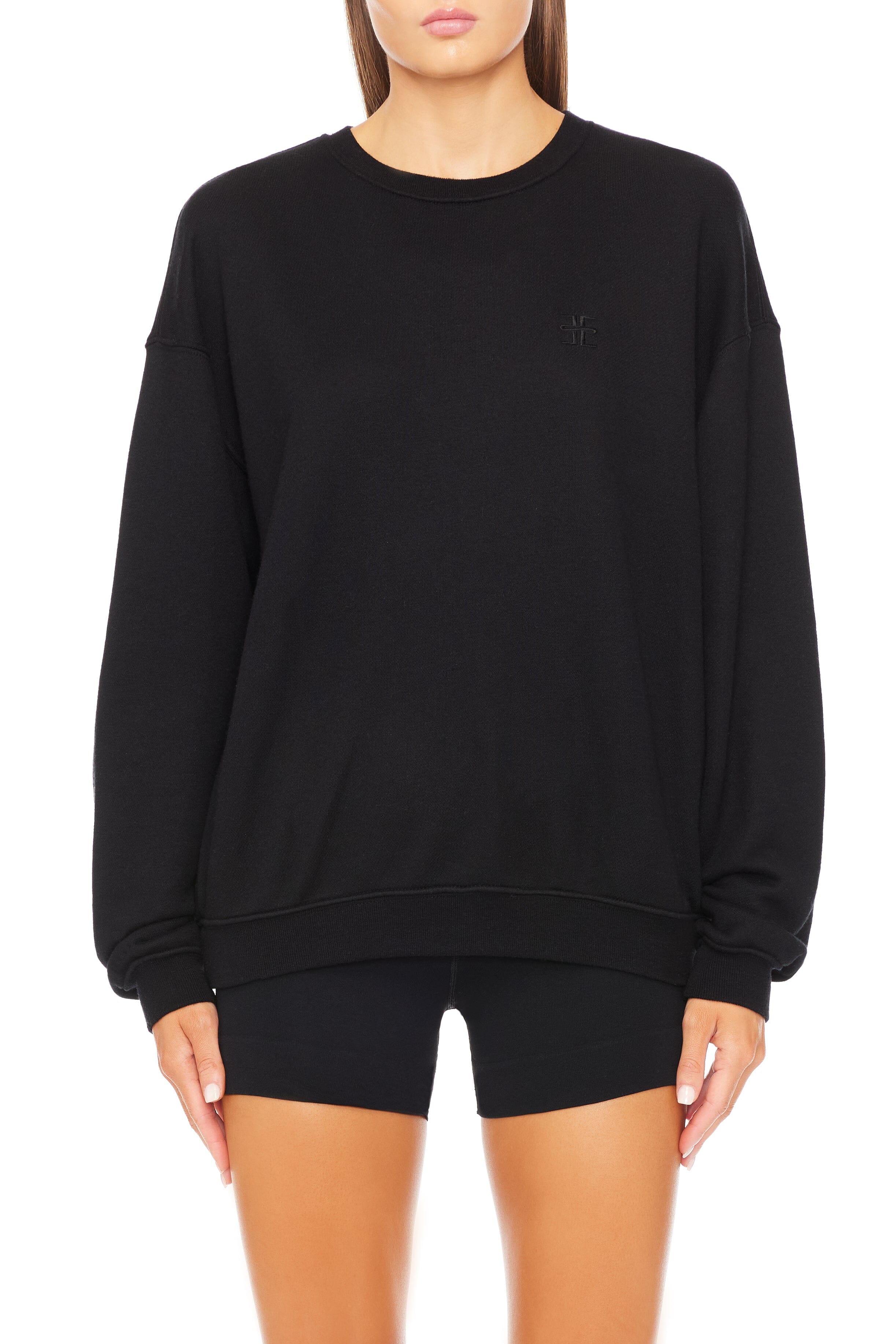 Oversized Crewneck Sweatshirt Black SWEATS ÉTERNE 