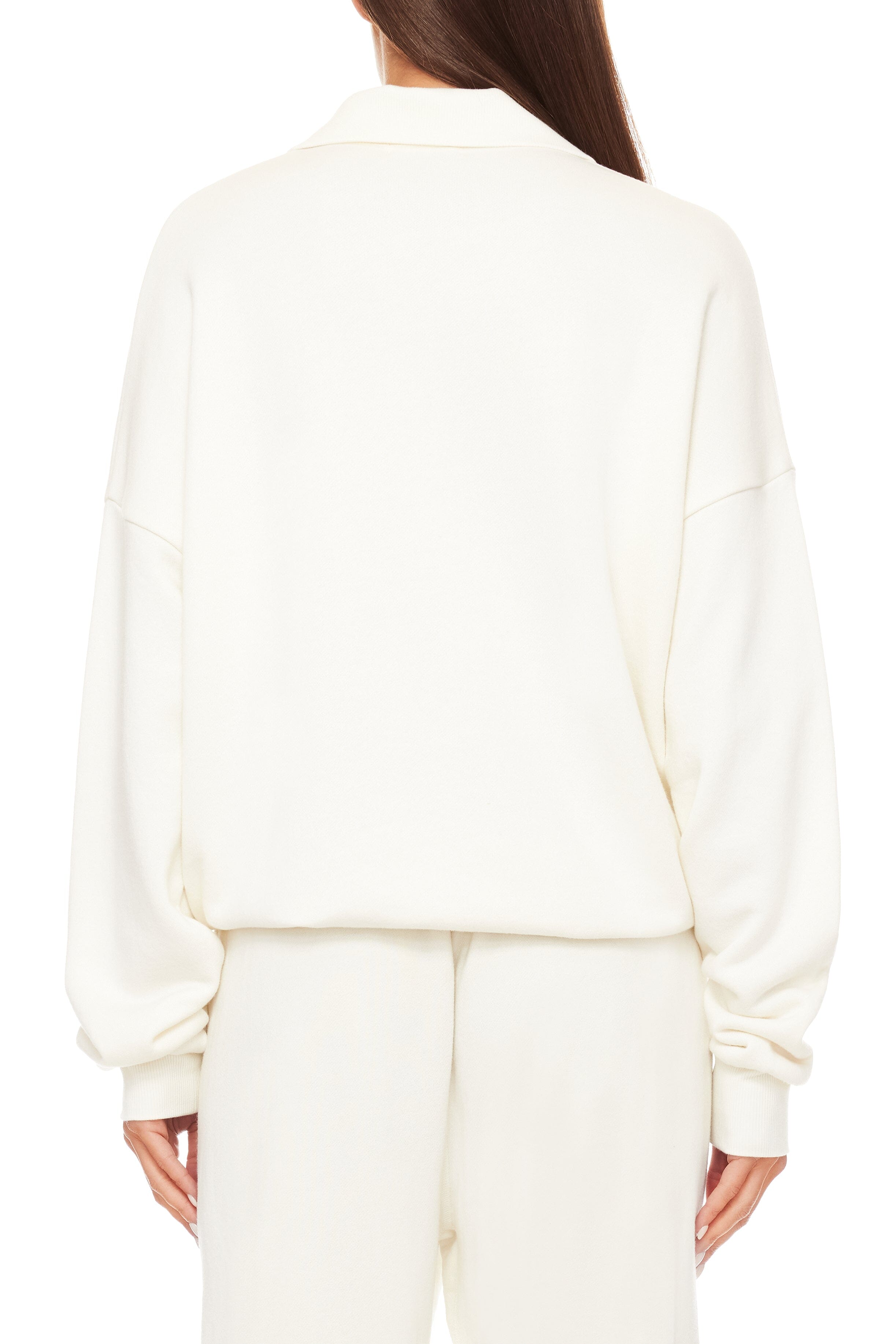 Oversized Polo Sweatshirt Cream TERRY ÉTERNE 