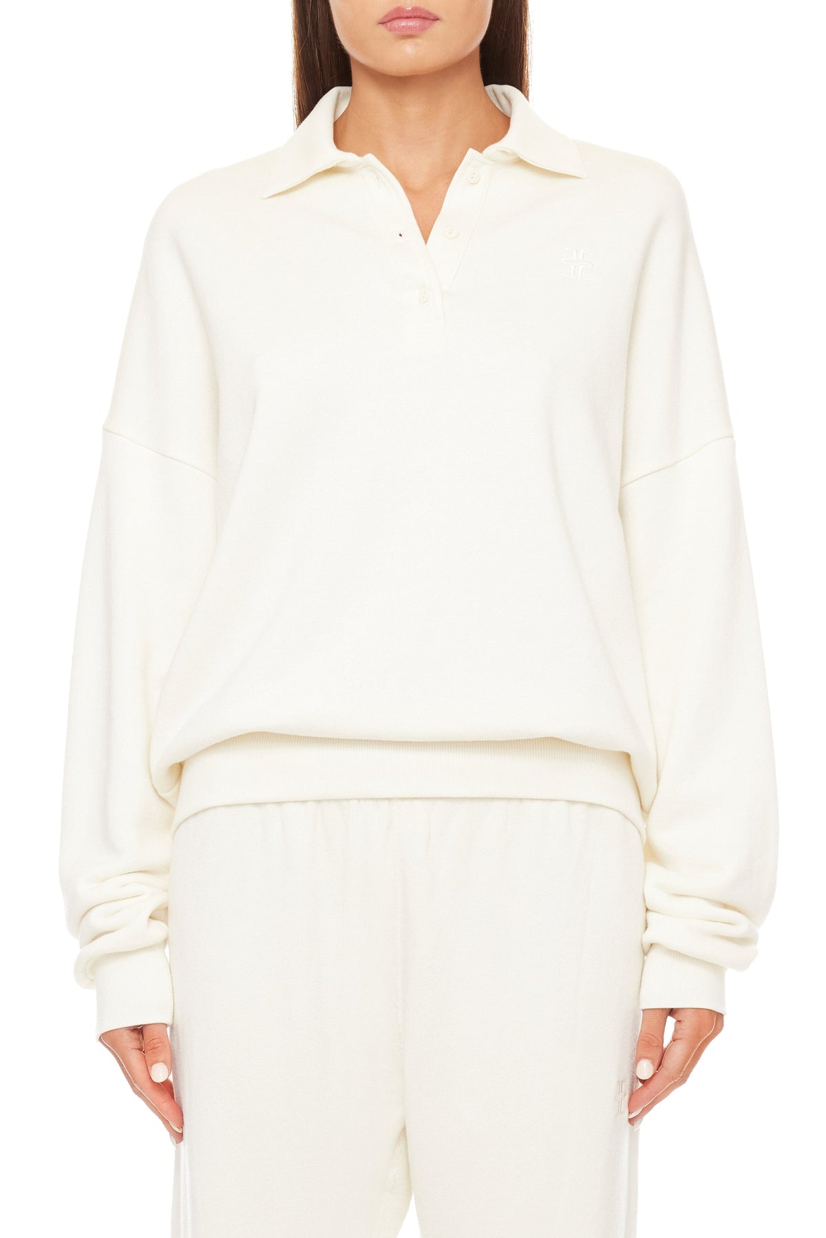 Oversized Polo Sweatshirt Cream TERRY ÉTERNE 